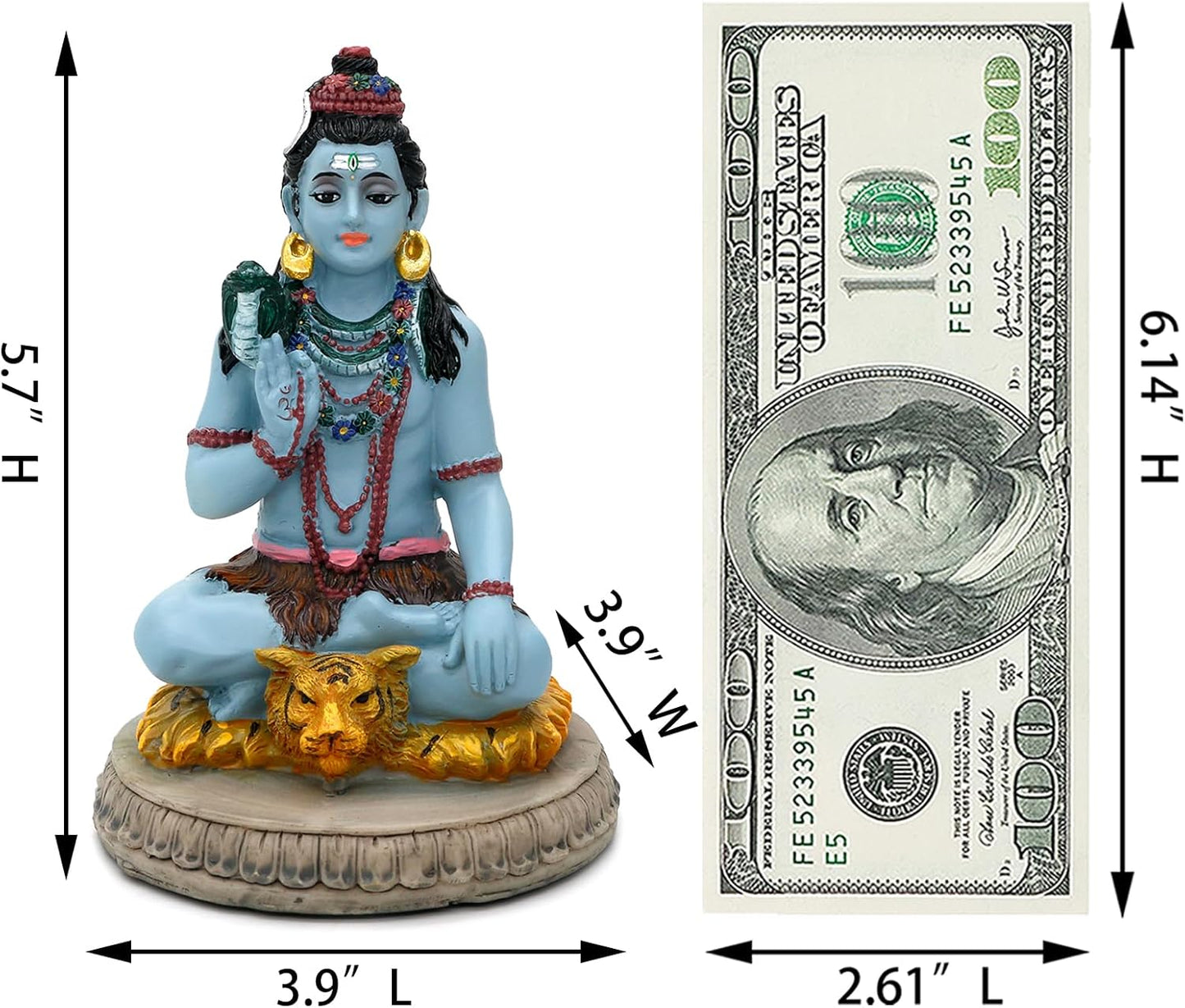 Hindu God Lord Shiva Statue - 5.7”H Shiva Idol Murti Pooja Item Puja Diwali Gifts for Indian Wedding Baby Shower Housewarming Gifts Altar Meditation Yoga Room Spiritual Decor