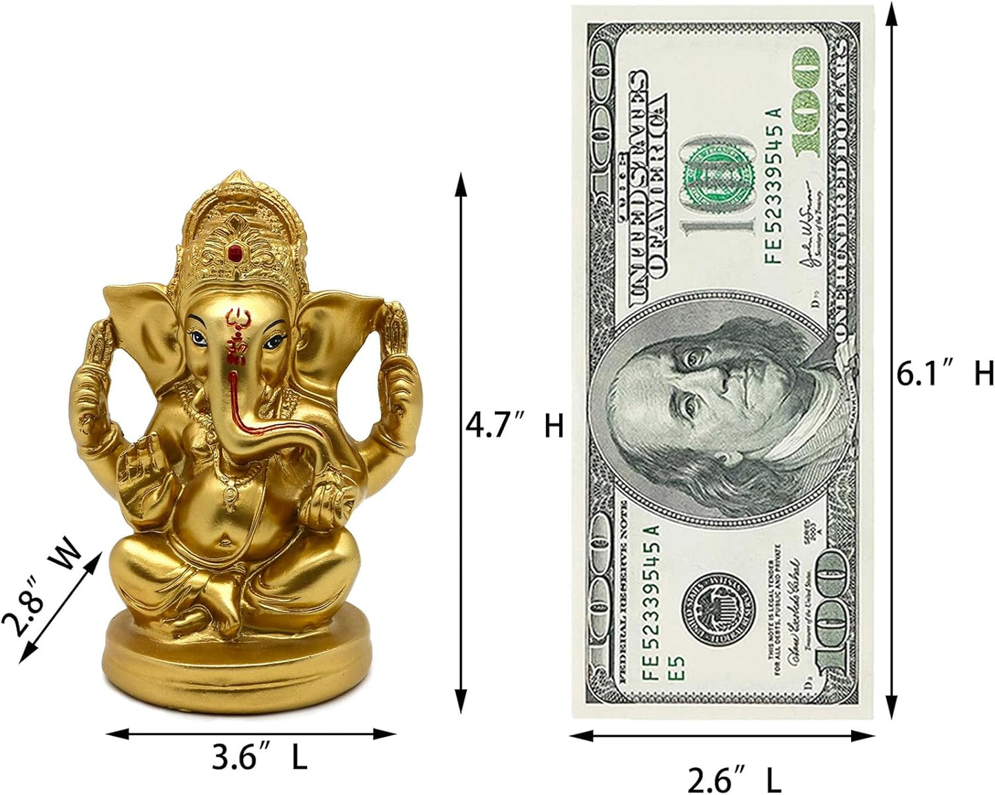 Hindu God Lord Ganesha Statues - 5" H India God Ganesha Idol Home Mandir Pooja Decor Indian Ganesha Figurine Temple Puja Items Diwali Gift for Friends Relatives