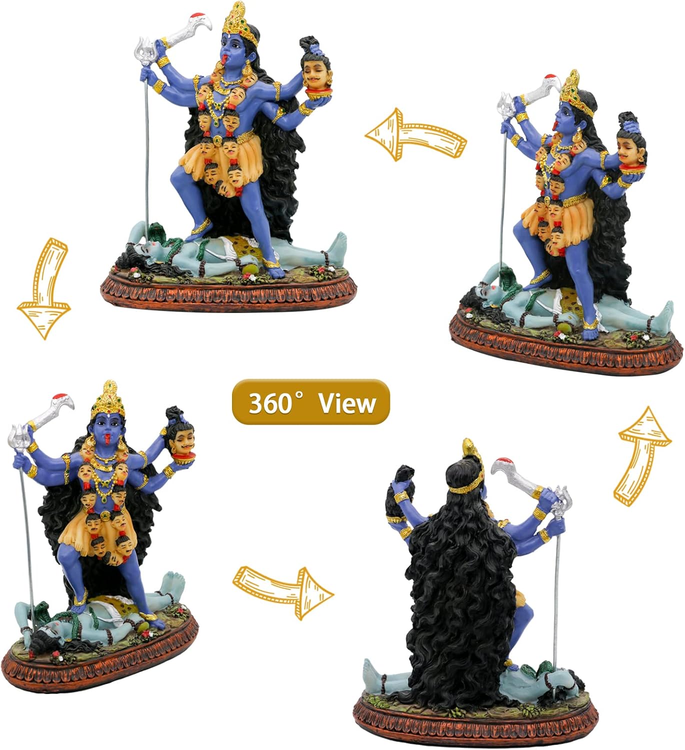 alikiki Hindu God Kali Ma Statue - India God Kali Bhavatarini Destroyer Idol Hindu God of Time and Death Figurine Murti Diwali Pooja Gifts Home Office Temple Mandir Altar Puja Item