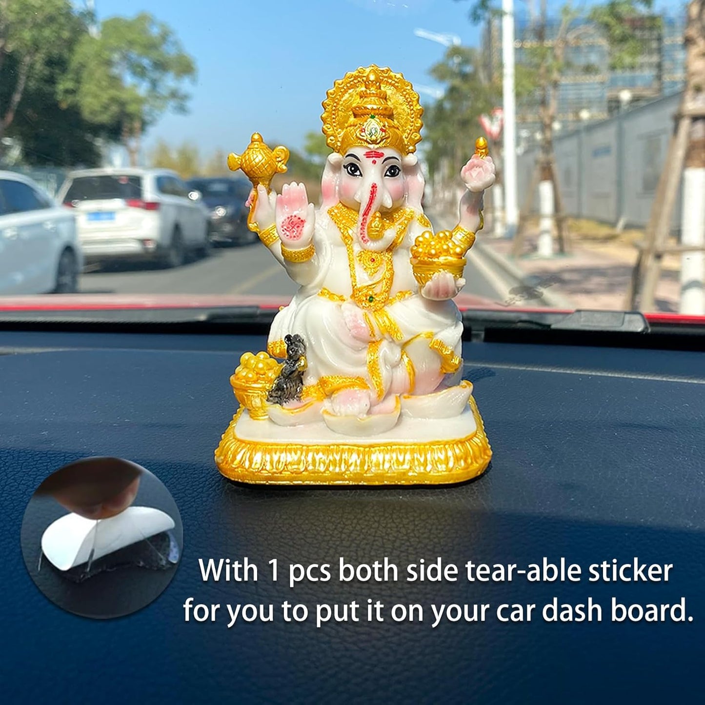 Indian Idol Lord Ganesh Statue - 4.1”H Marble Color Hindu God Ganesha Sculpture India Temple Mandir Home Office Altar Pooja Item Wedding Diwali Gifts