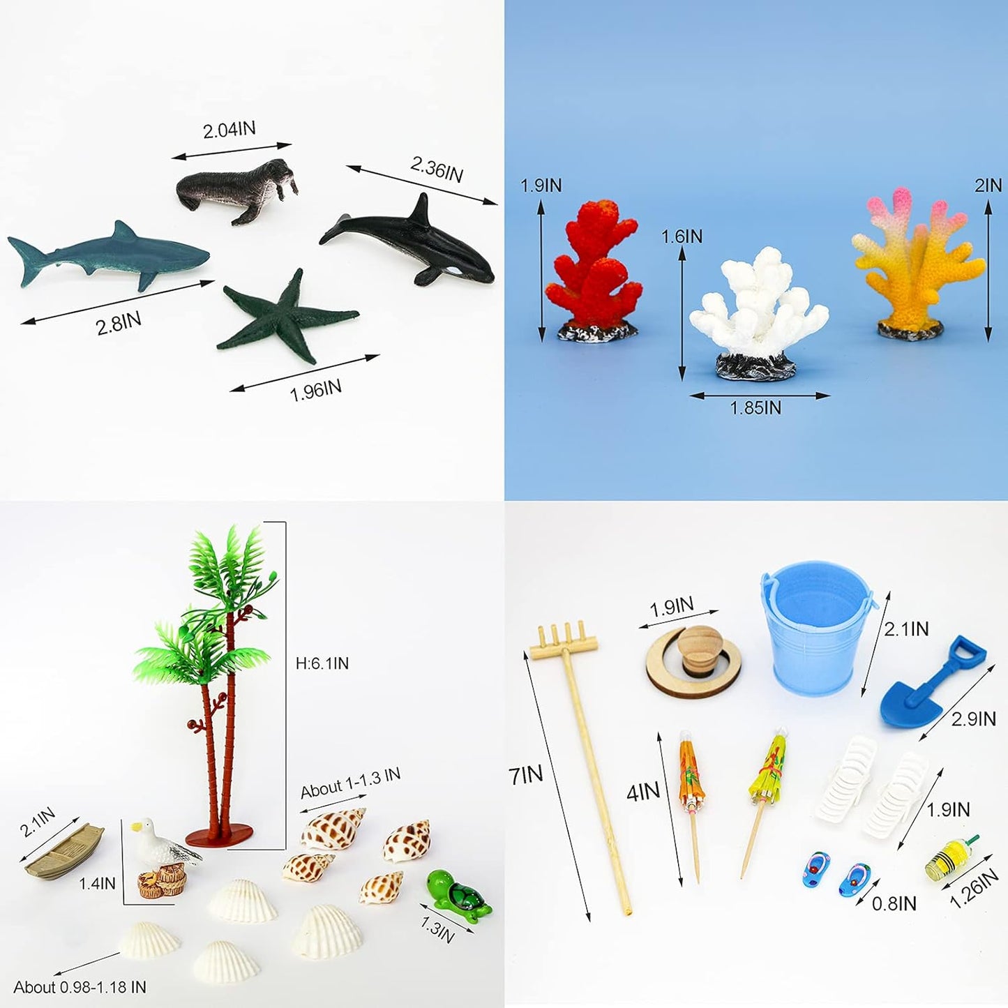 Beach Zen Garden Accessories Kit - Desktop Beach Fairy Garden Kit Sandbox Decor Tools Bamboo Rake Ornament Decoration Office Stress Relief Toys Therapy Man Woman Father Mather Meditation Zen Gifts