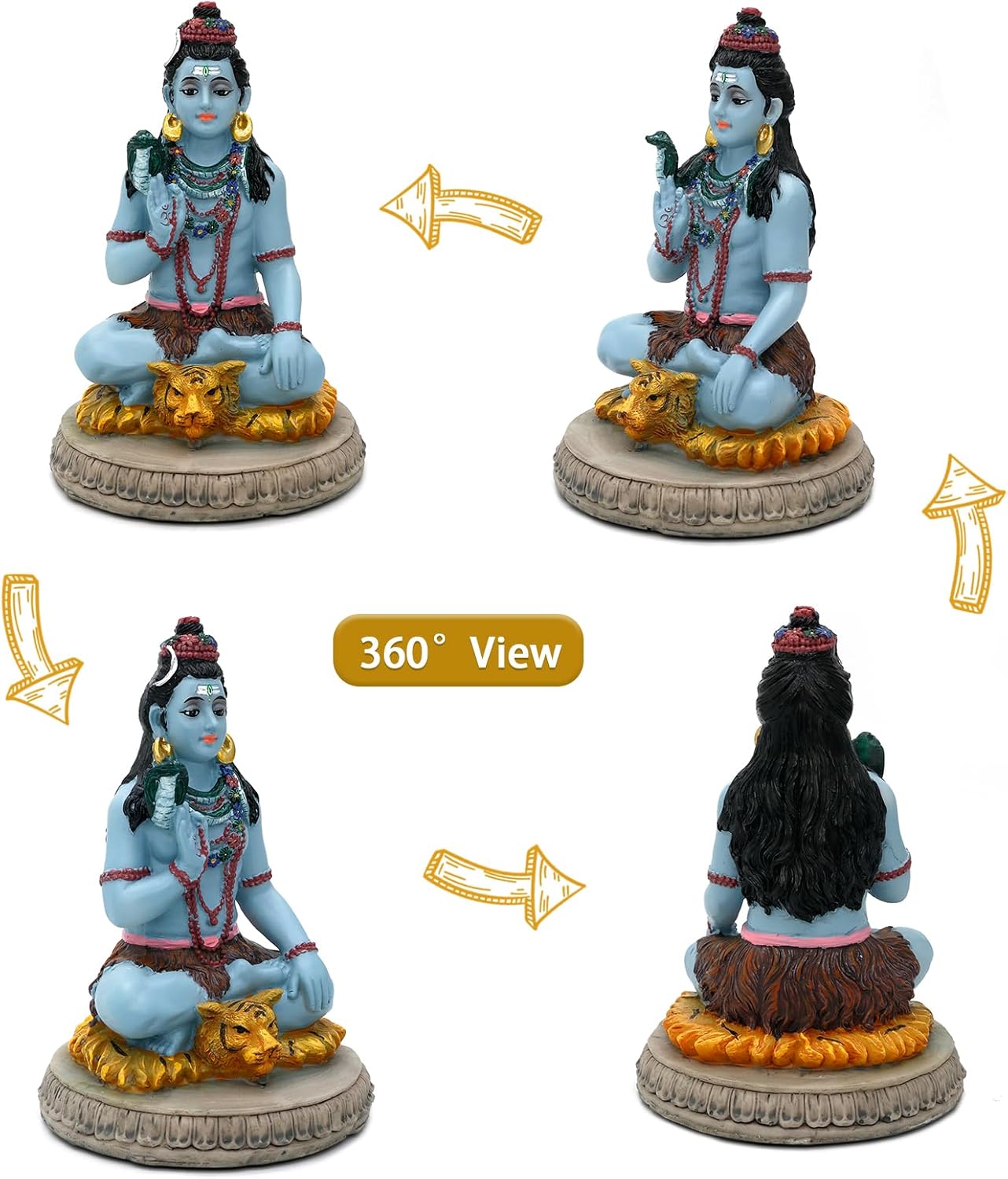 Hindu God Lord Shiva Statue - 5.7”H Shiva Idol Murti Pooja Item Puja Diwali Gifts for Indian Wedding Baby Shower Housewarming Gifts Altar Meditation Yoga Room Spiritual Decor