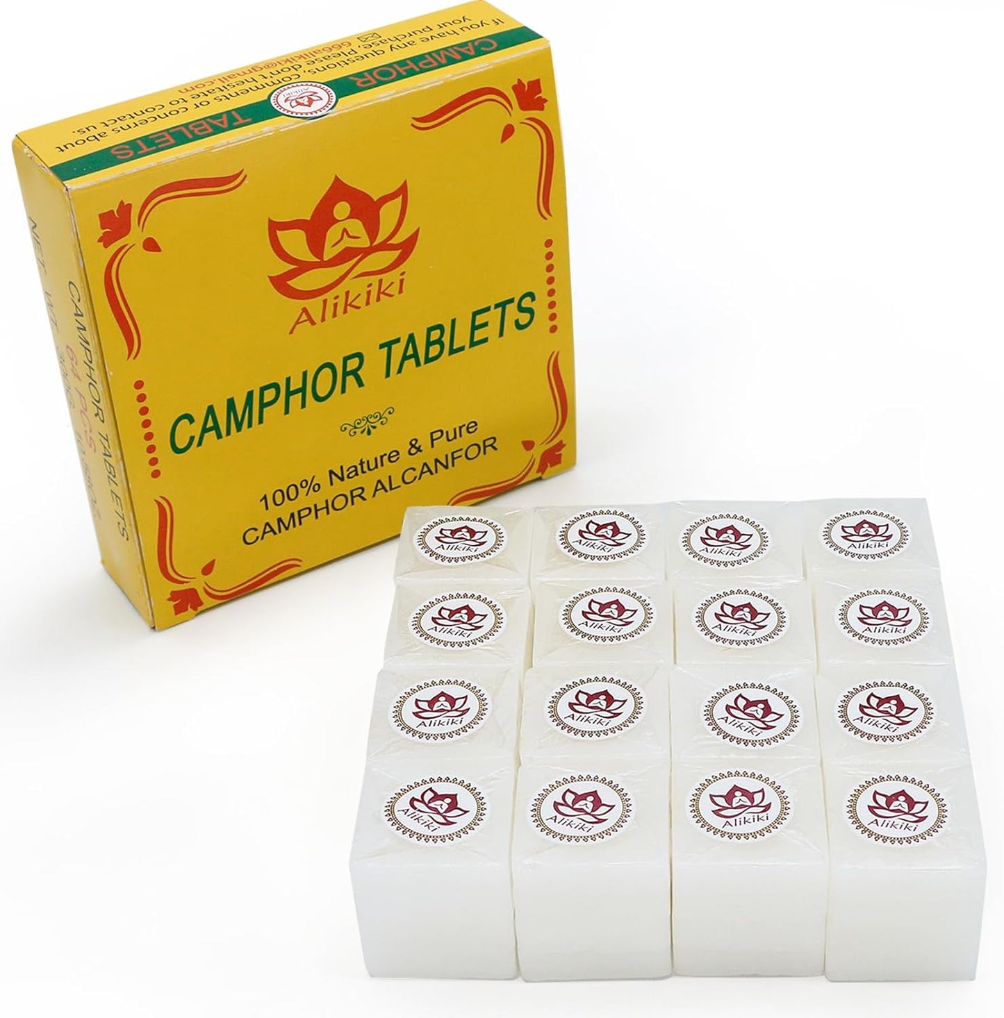 10OZ Natural Camphor Blocks – Refined Pure Camphor Cubes for Indian Pooja Alcanfor Tablets Religious Purpose Kapoor for Pooja Odor Eliminator Incense Ideal Indian Ritual Staff - 64 Tablets (300G)