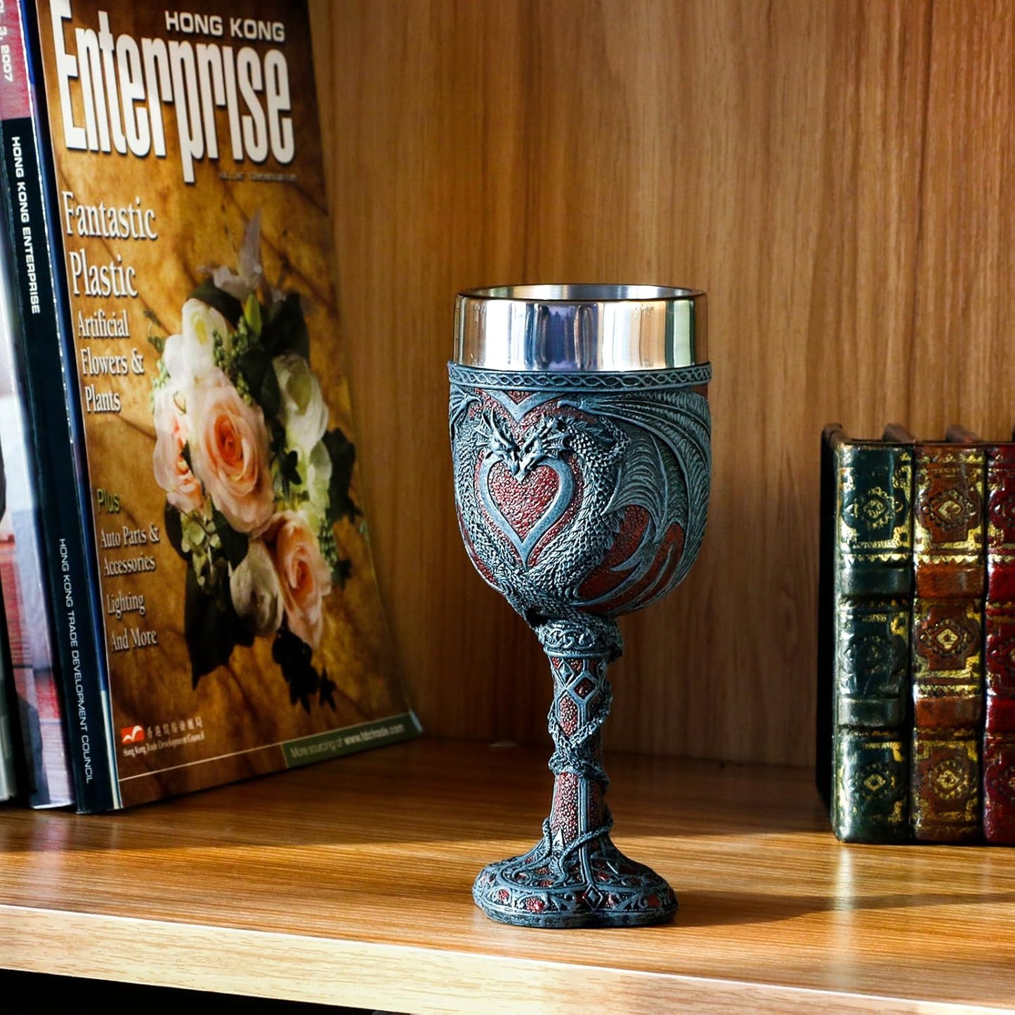 Medieval Double Dragon Wine Goblet - Valentines Dungeons and Dragons Wine Chalice Goblet - 7oz Stainless Steel Drinking Cup Party Idea Goblets Romantic Gift for Girl Girlfriend Wife