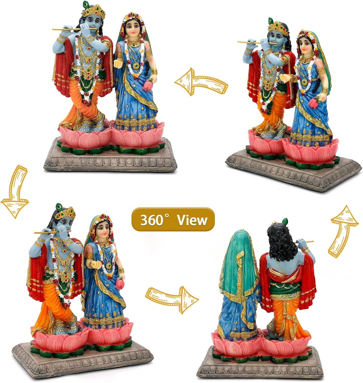 alikiki Indian Wedding Gift Radha Krishna - 5.7" H Radha Krishna Statue Murti Idol Figurine for Indian Couple Pooja Murti Item Altar Shrine Meditation Yoga Spiritual Decor Puja Item