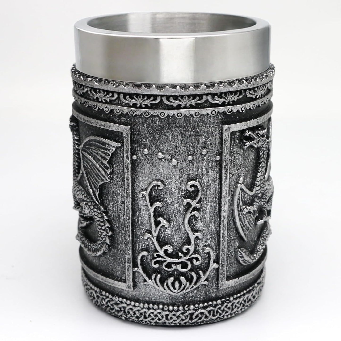 alikiki Medieval Large Dragon Mug - GOT Dragon D&D Gaming Beer Mugs Gifts for Men - 21oz Stainless Steel Drinking Tankard Coffee Cup Dragon Gift for Dragon Lovers Collector Party Decoration