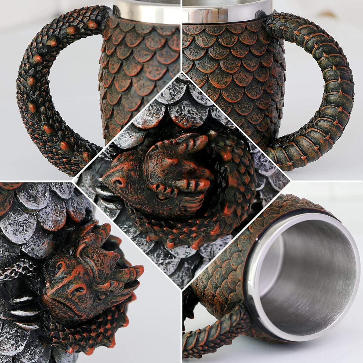 Dragon Game Mug of Thrones Gifts - 14OZ Medieval Dragon Egg Coffee Mug Stainless Beer Steins Viking Cup Novelty Gothic D&D Gift Dragon Lovers Collector Themed Party Decoration