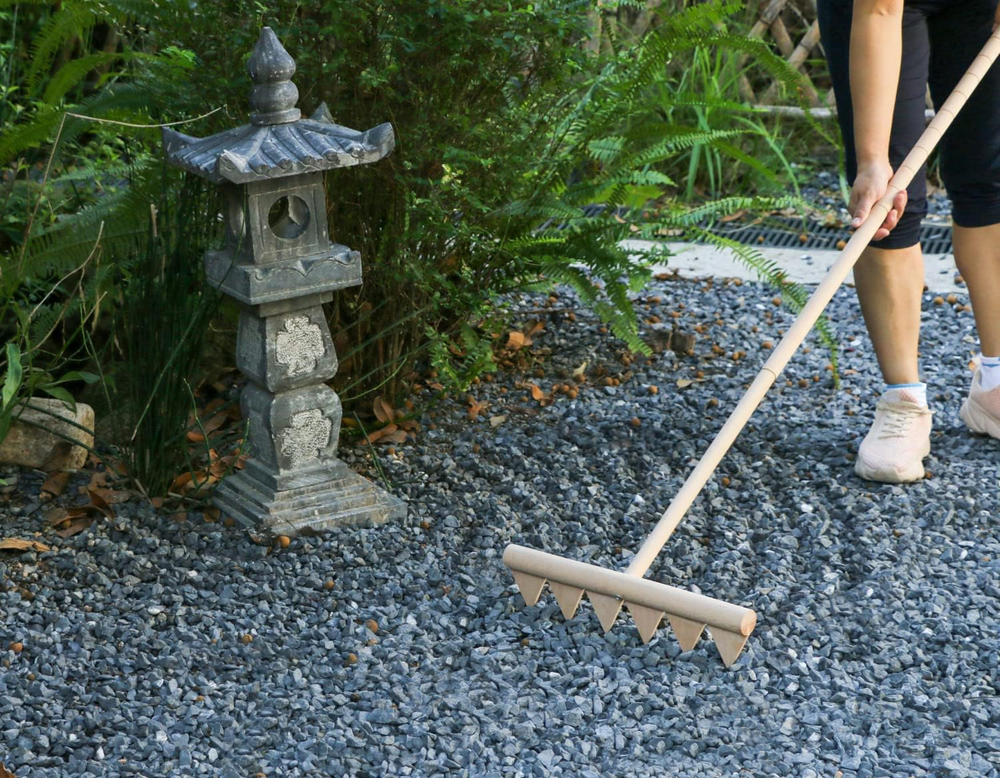 Large Zen Garden Rake Tool - 48" L 6 Tine Saw Tooth Outdoor Japanese Garden Rakes Full Size DIY Meditation Rock Sand Garden Zen Wooden Rake Accessories Tress Relief Gifts for Adult