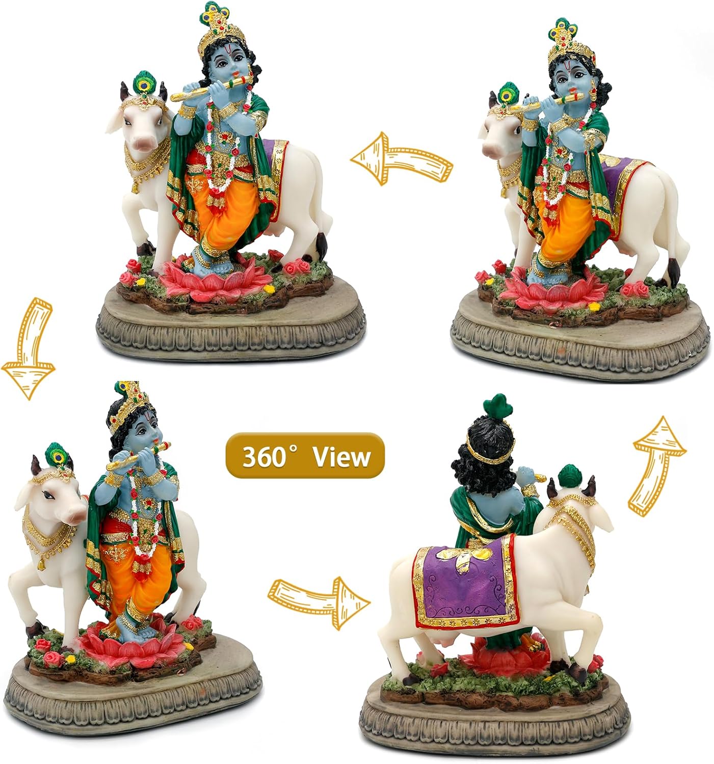 alikiki Hindu God Lord Krishna Statue - 5.7" H India Idol Krishna Sculpture Gifts for Indian Friends Family Man Woman Pooja Murti Item Altar Meditation Yoga Spiritual Decor