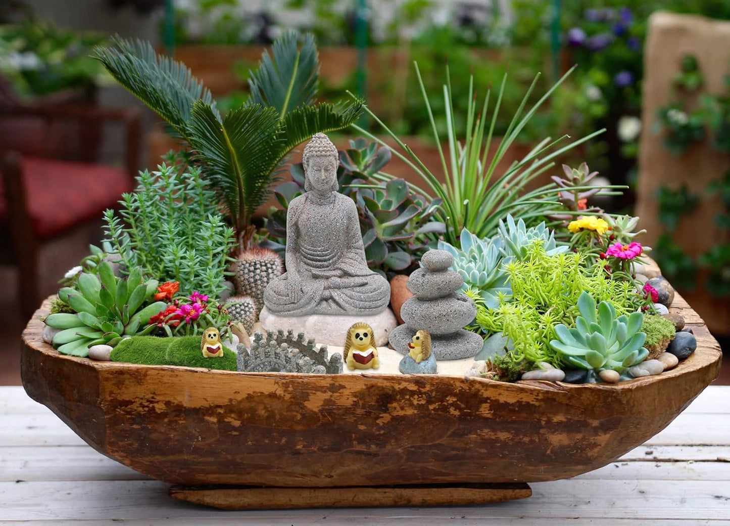 BangBangDa Meditation Zen Garden Accessories - Miniature Buddha Garden Kit Micro Landscape Terrarium Kit DIY Fairy Garden w/Buddha Bridge Pagoda Stone Cairn