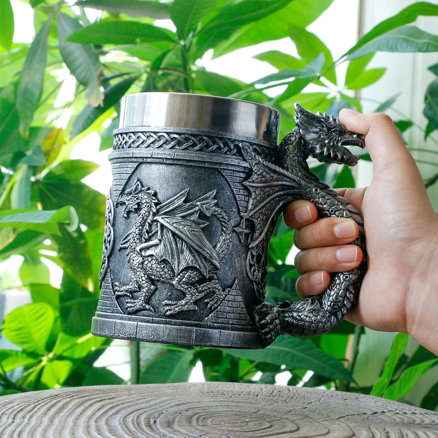 Medieval D&D Dragon Game Mug of Thrones Merchandise 21oz Large Beer Steins Viking Tankard Mug Stainless Coffee Cup Gift Mug for Dragon Collector, Themed Party Decoration