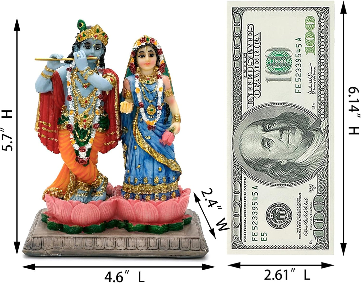 alikiki Indian Wedding Gift Radha Krishna - 5.7" H Radha Krishna Statue Murti Idol Figurine for Indian Couple Pooja Murti Item Altar Shrine Meditation Yoga Spiritual Decor Puja Item