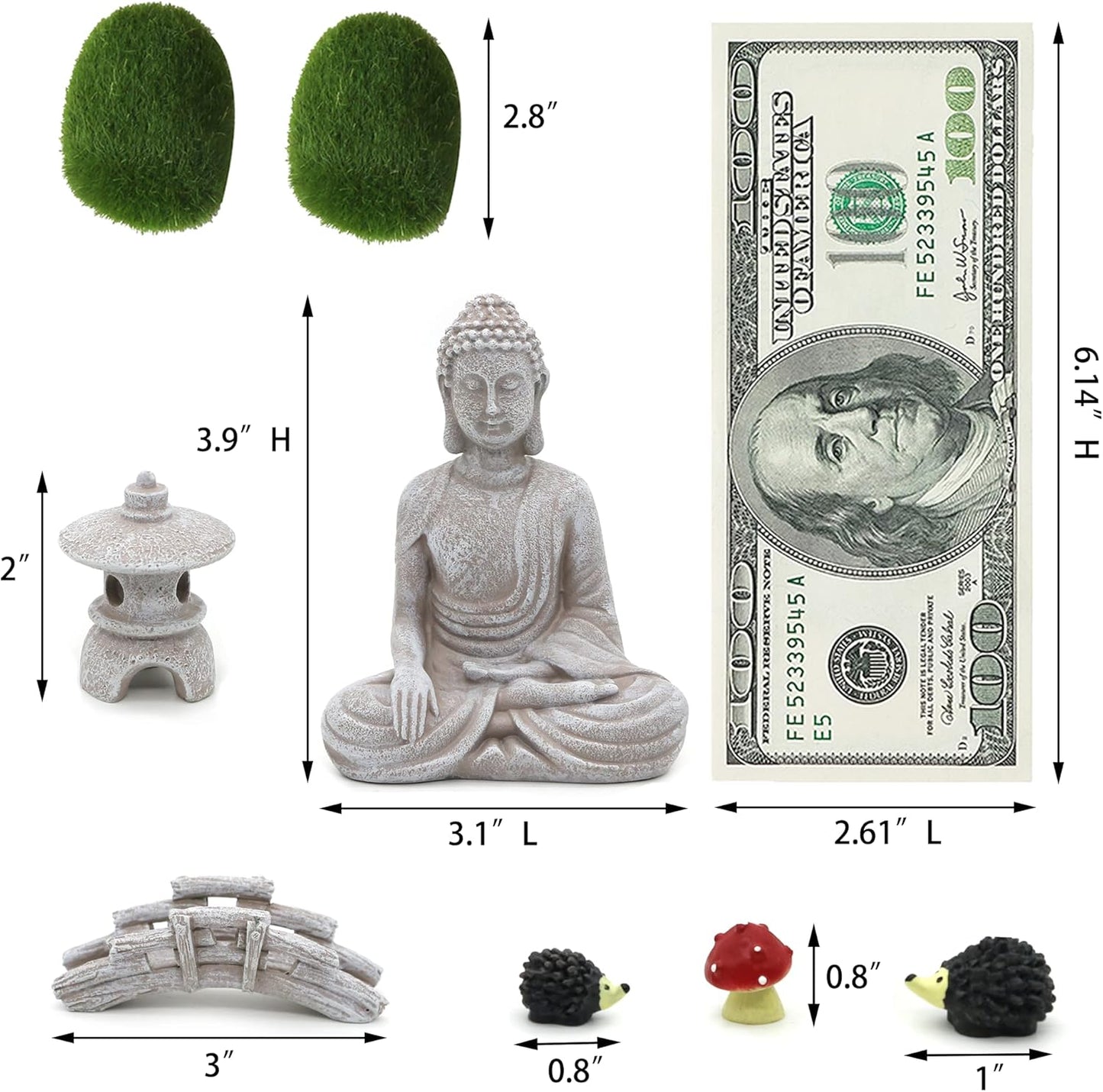 Meditation Buddha Zen Garden Accessories - Miniature Garden Decoration DIY Tabletop Rock Sand Garden Ornaments Micro Landscape Fairy Garden Terrarium Decor Zen Gifts Indoor Outdoor Decor