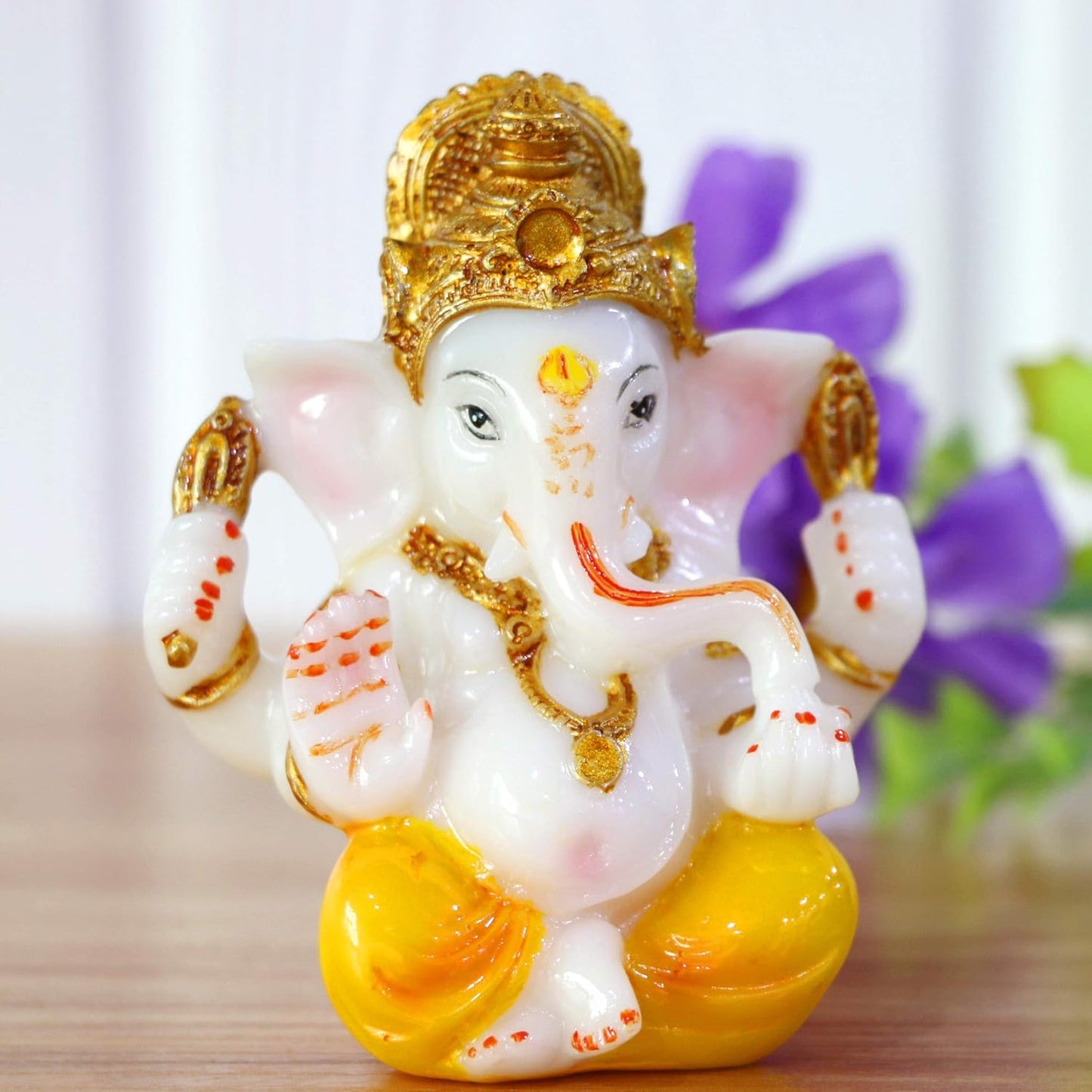 Hindu Lord Ganesha Idol Statue - Indian Diwali Gifts Small Ganesh for Car Dashboard Decor India God Figurine Home Mandir Murti Pooja Yoga Meditation Room Altar Kit Decor Wedding Gift