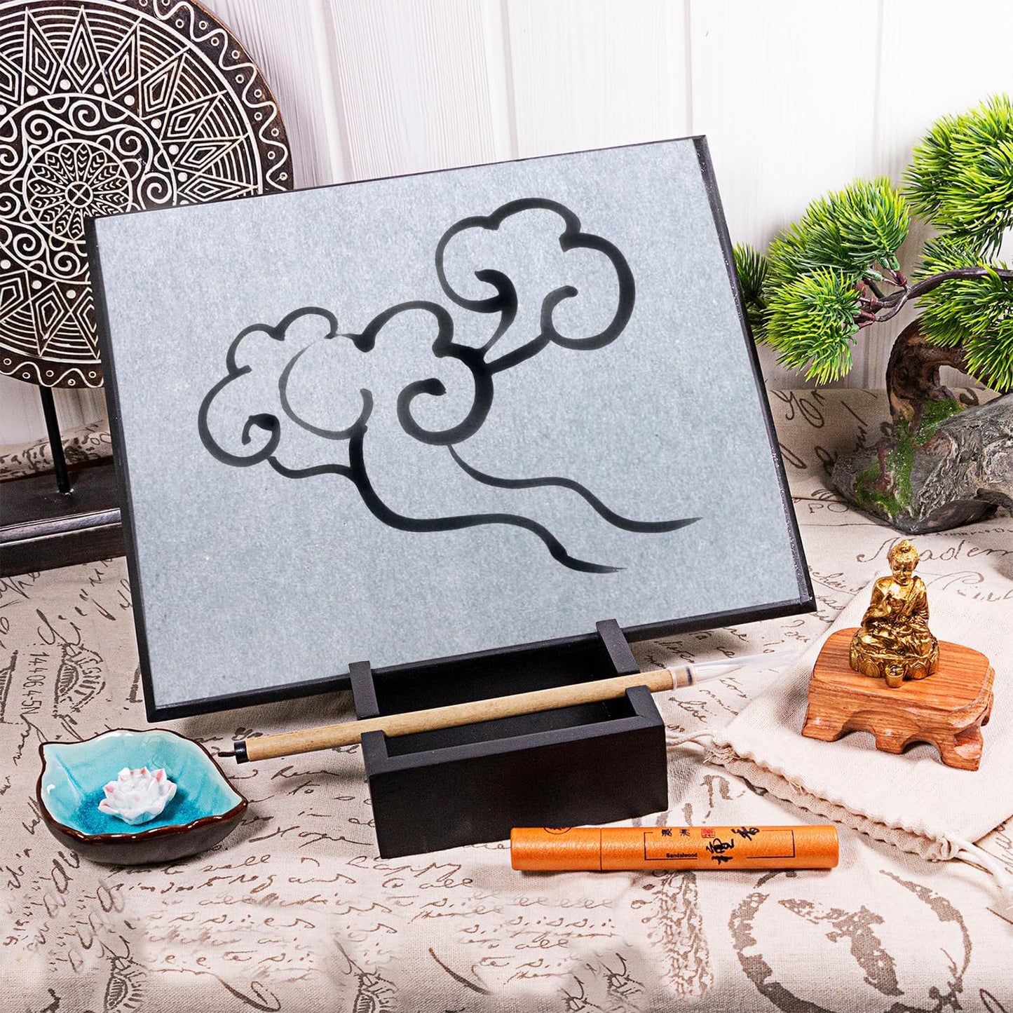 Meditation Gifts Buddha Drawing Board - Woman Relaxation Gifts Man Zen Gifts Decor Office Home Relaxing Art Water Painting Board Unique Stress Relief Birthday Valentine Gifts for Adults Him Her