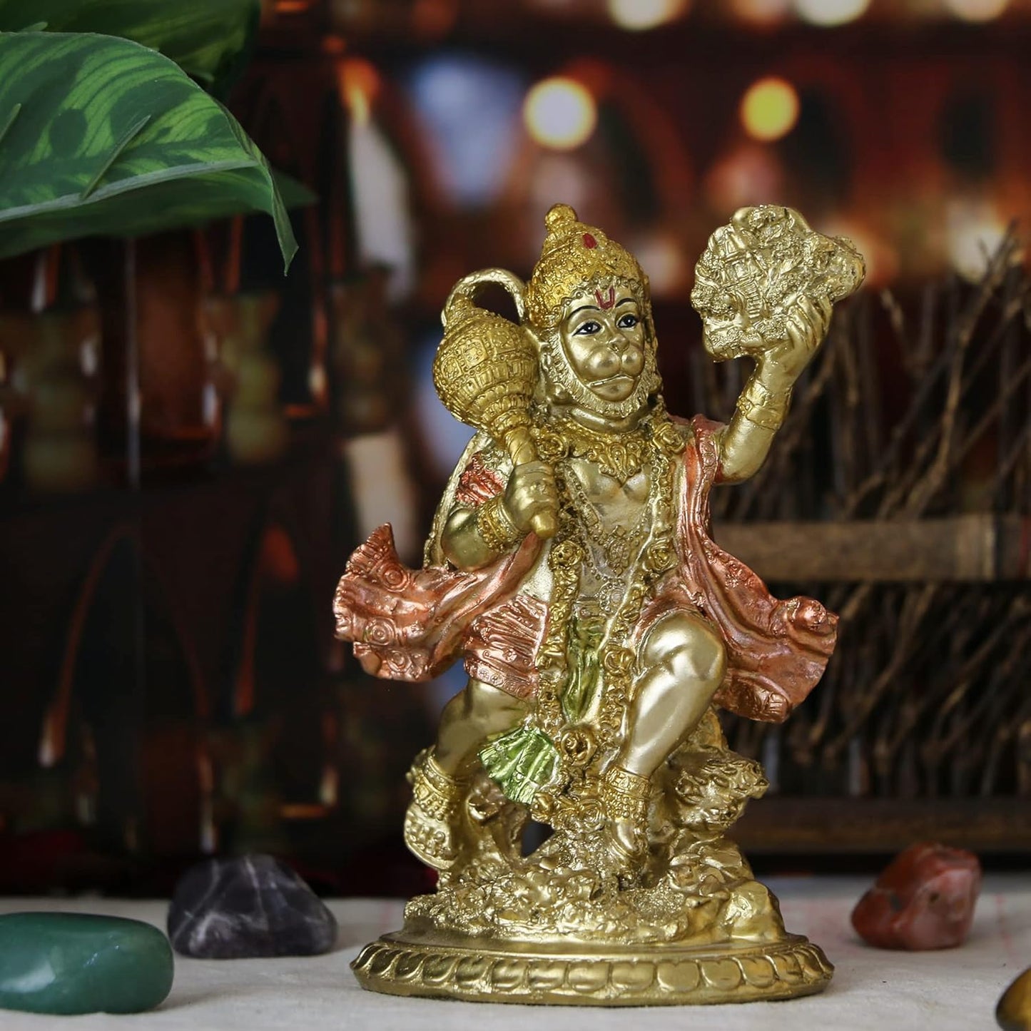 alikiki Hindu God Flying Hanuman Statue - Indian Idol Hanuman Murti Pooja Sculpture India Lord Figurine Home Office Temple Mandir Diwali Puja Gifts Item Yoga Altar Shrine Decor