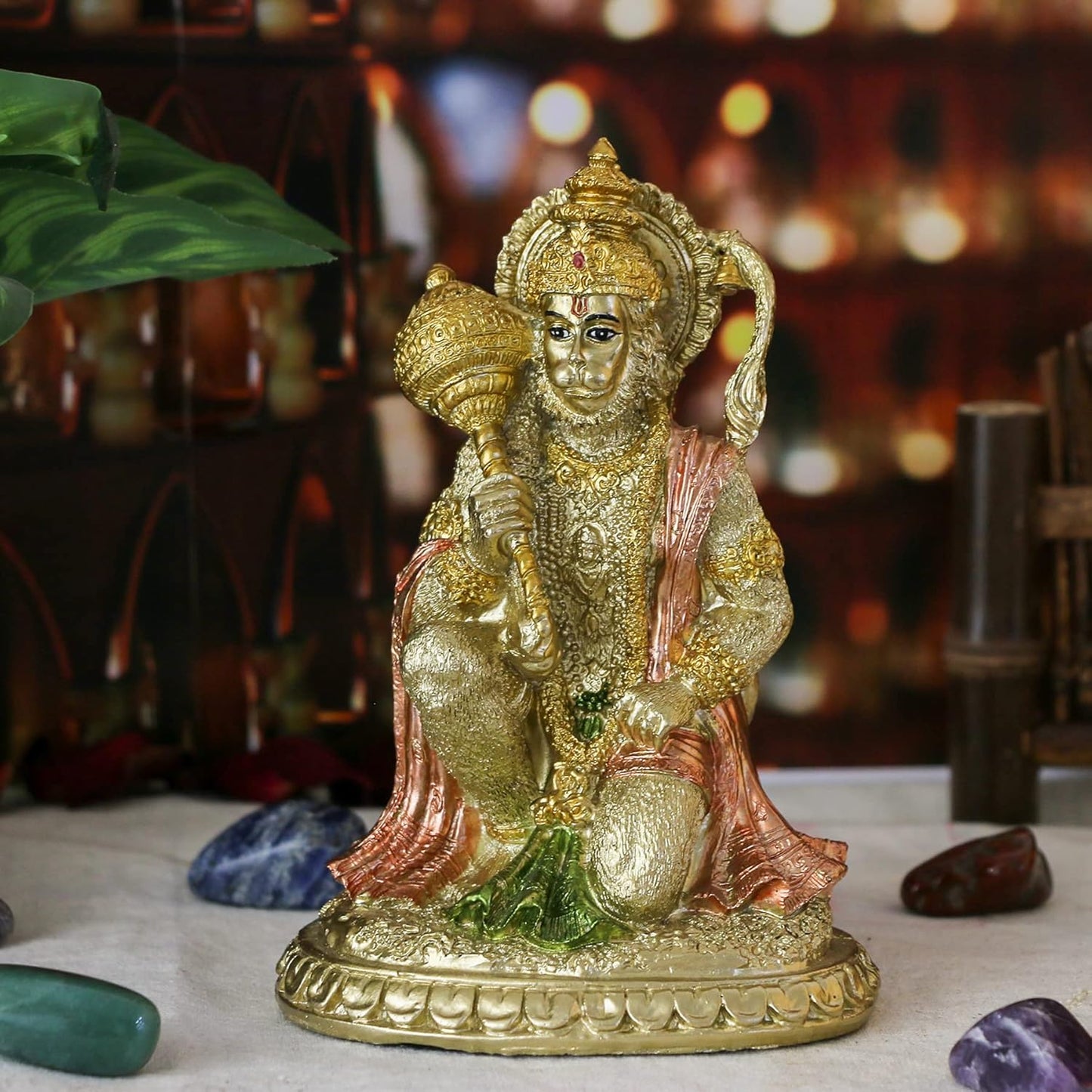 alikiki Hindu Ramayana Hanuman Statue- 6.1" H Indian God Statue Hinduism Devotee Lord Rama Shrine Altar Decor India Home Office Temple Mandir Pooja Items