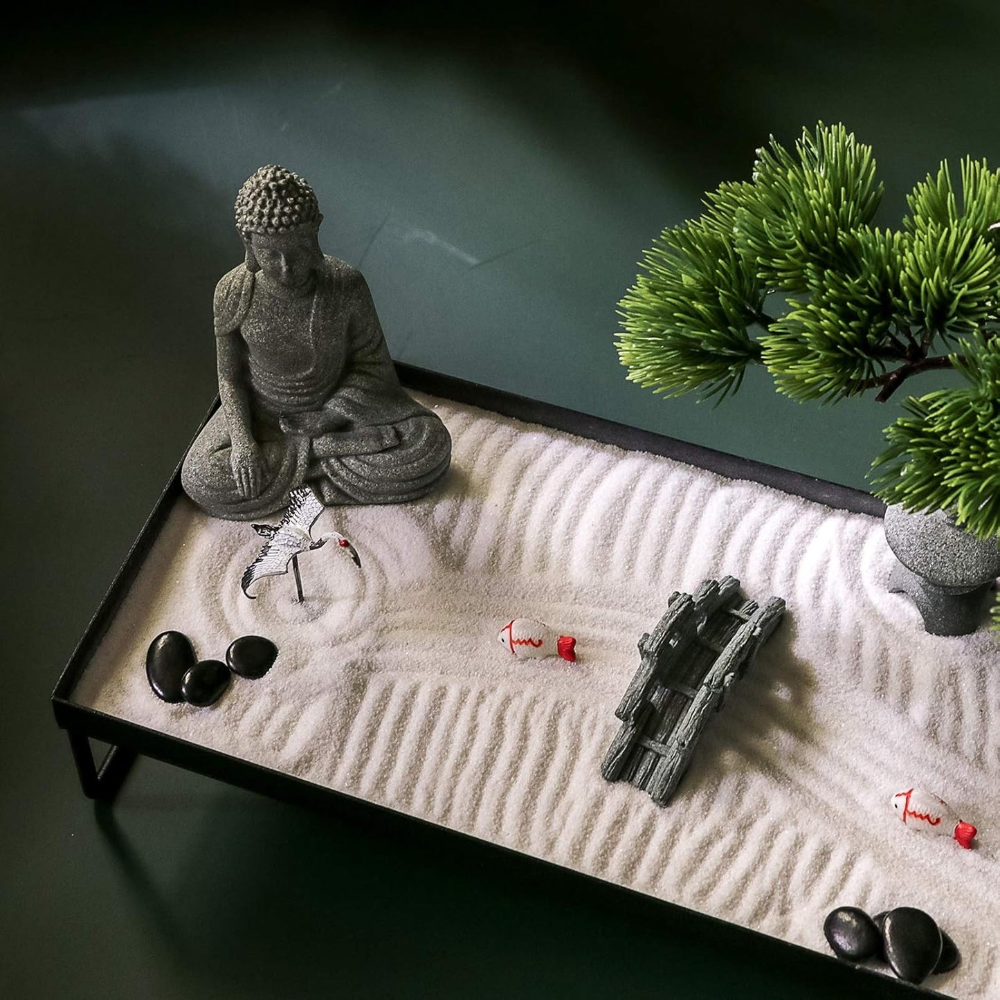 BangBangDa Japanese Meditation-Decoration - Home Office Bonsai Decor for Table Desk - Buddha Rock Sand Tabletop Decor Gifts for Women Man Friends