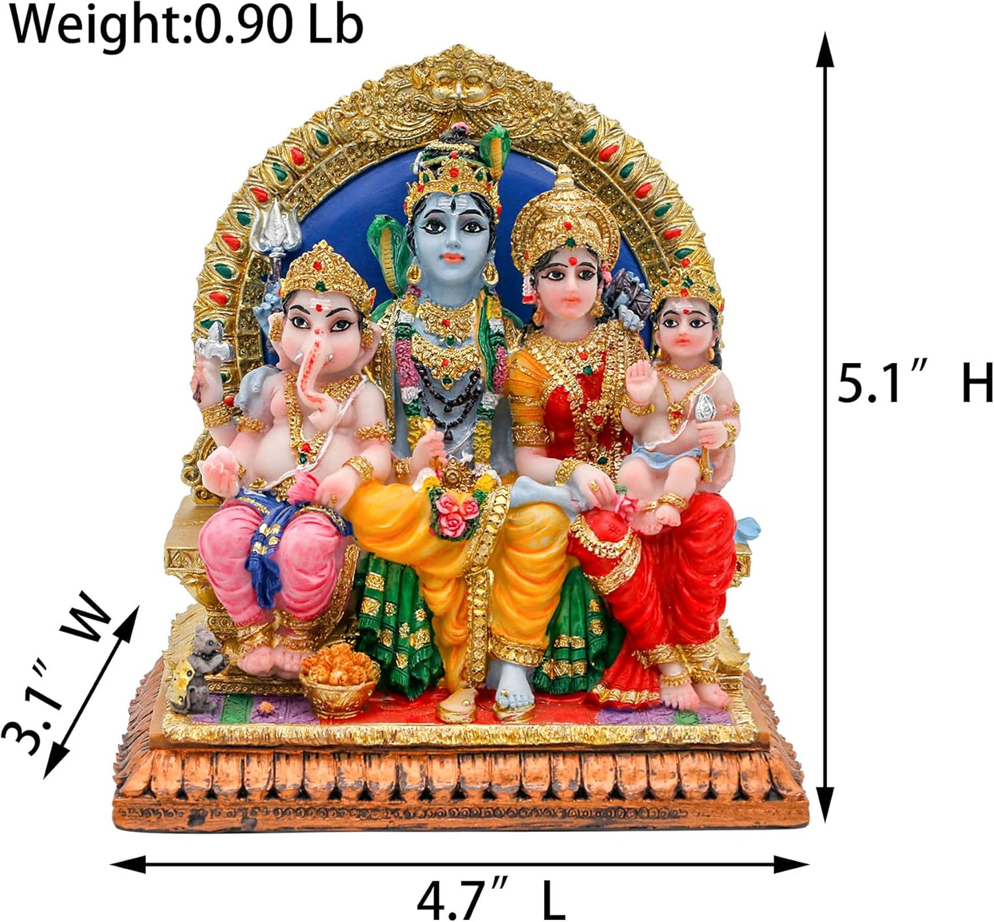 alikiki Full Shiva Family Statue - 5.1Inch Murti Shiva Family Diwali Gift Pooja Item Puja Gifts for Indian Friends Man Woman Family Home Temple Office Mandir Altar Shine Yoga Studio Meditation Room