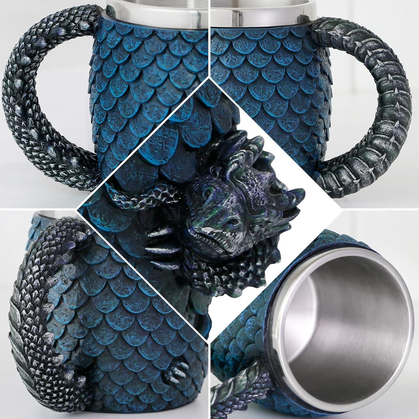 GOT Dragon Egg Coffee Mug - Medieval D&D Beer Stein Tankard - 14OZ Stainless Drinking Mug for Dragon Lovers Collector - Novelty Gothic Dungeons and Dragons Gift Bar Party Drinkware decorations