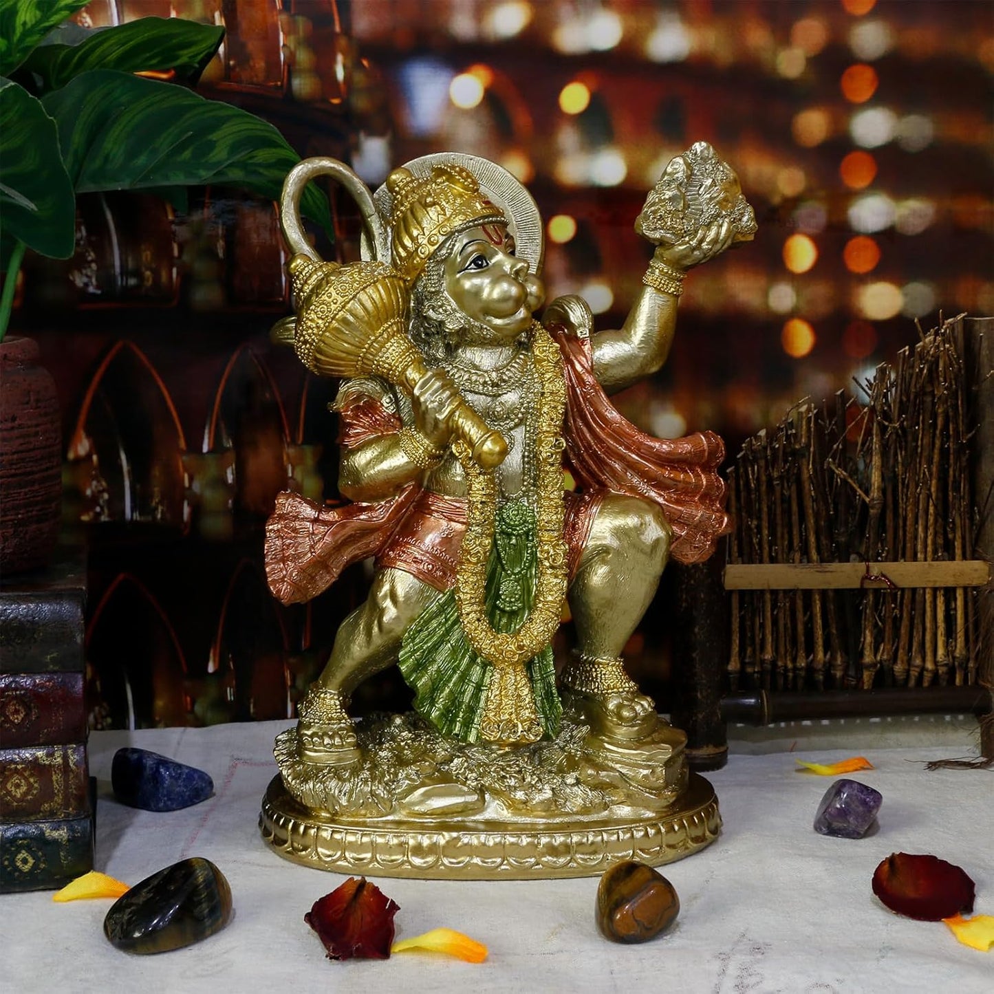 alikiki Hindu God Flying Hanuman Statue - India Idol Murti Pooja Sculpture Home Temple Mandir Pooja Decor Yoga Meditation Room Altar Puja Item Spirtitual Gifts