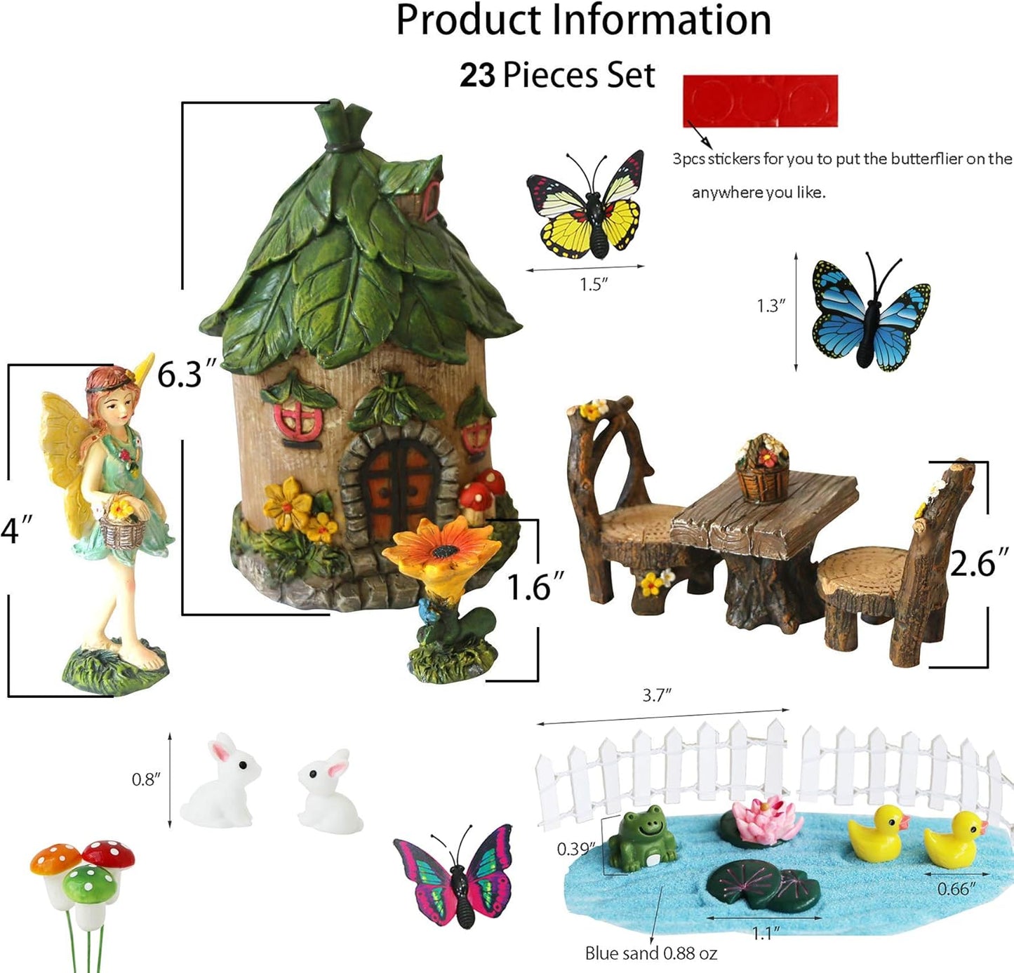 BangBangDa Miniature Fairy Garden Accessories Outdoor - Small Fairies Figurines Items Fairy House Table Chair Set Fairy Garden Fairies Kit for Kids Fairy Figures Mini Garden Ornaments