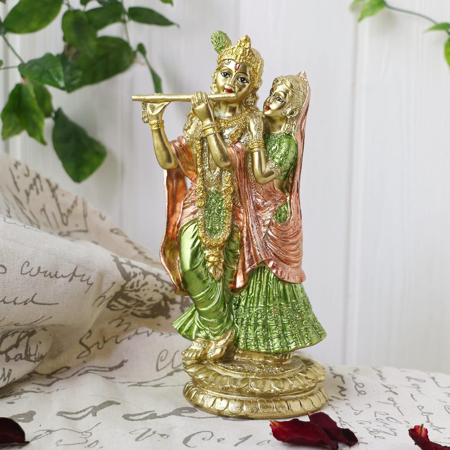 alikiki Hindu Idol Radha Krishna Statue - Indian God Goddess Figurine Murti Pooja Item Home Office Temple Mandir Puja Item India Buddha Diwali Wedding Gifts Meditation Altar Shrine Kit