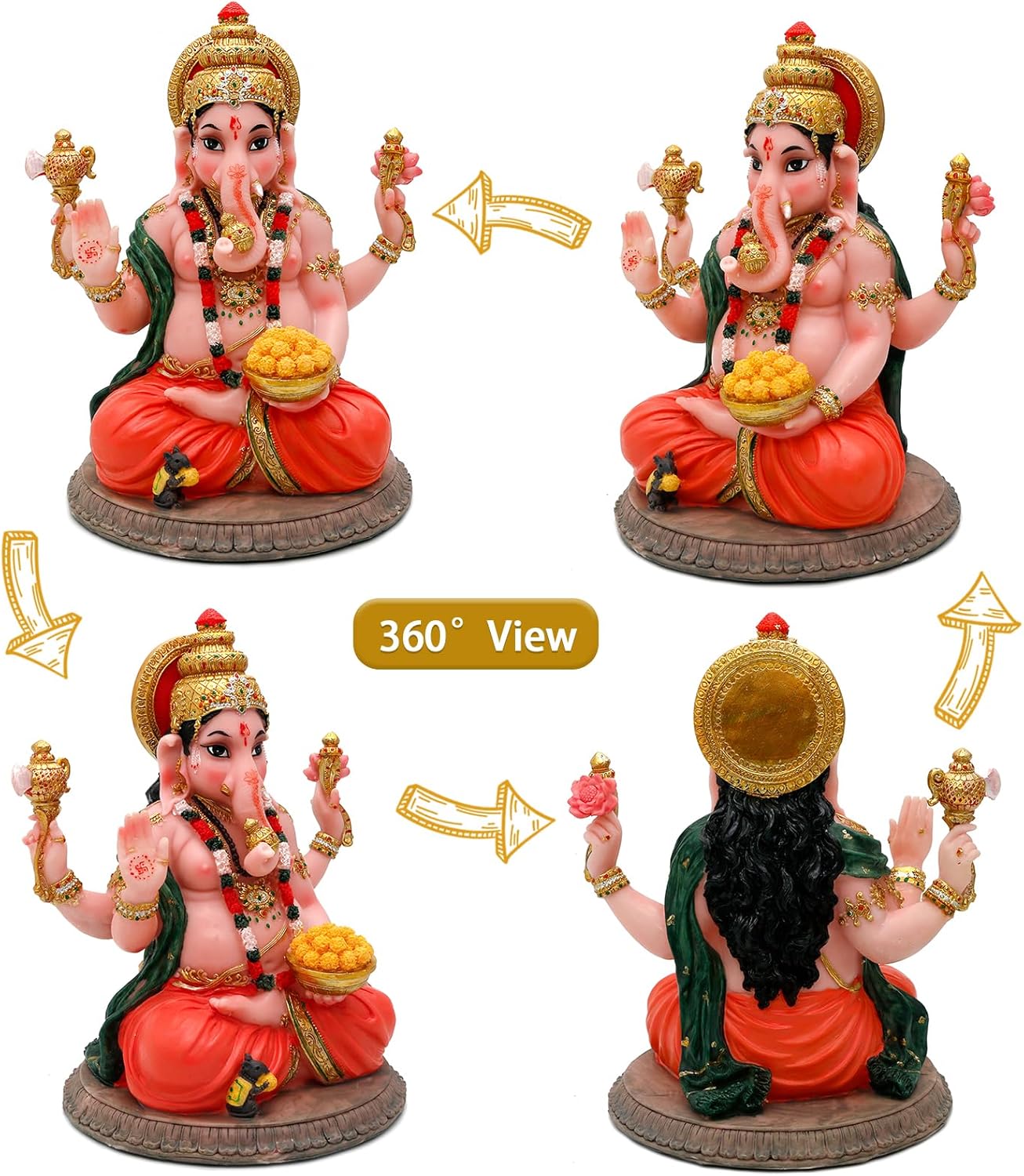 Gifts for Indian Ganesha Statue - 8.4" H Murti Hindu God Ganesh Statue Diwali Gift for Indian Man Women Altar Pooja Decoration Yoga Meditation Room Decor Home Temple Mandir Puja Item