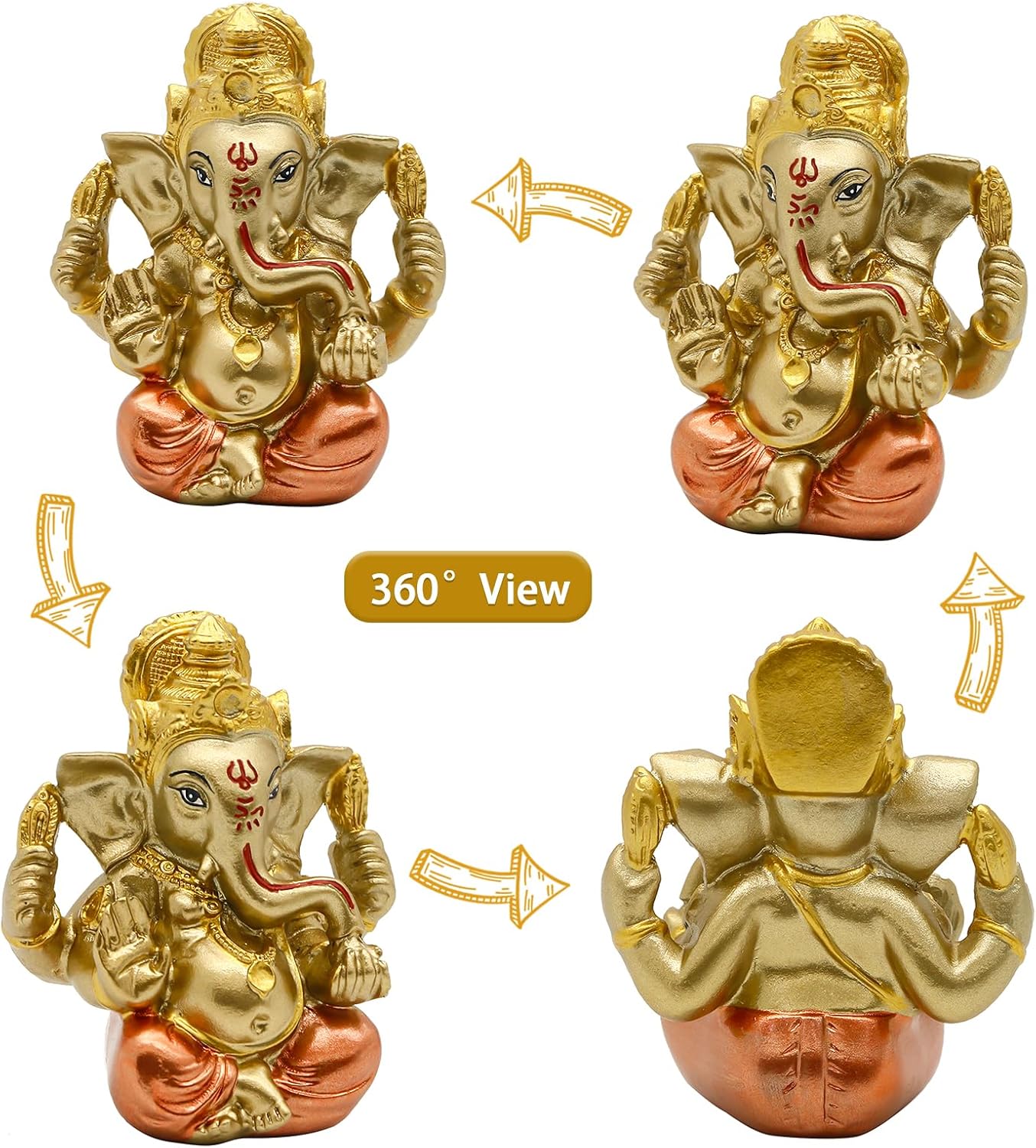 alikiki Hindu God Lord Ganesha Staue - India God Ganesh Idol for Car Dashboard Decor Birthday Gifts for Indian Man Women Home Mandir Temple Pooja Item Diwali Puja Gifts Yoga Room Altar Decor