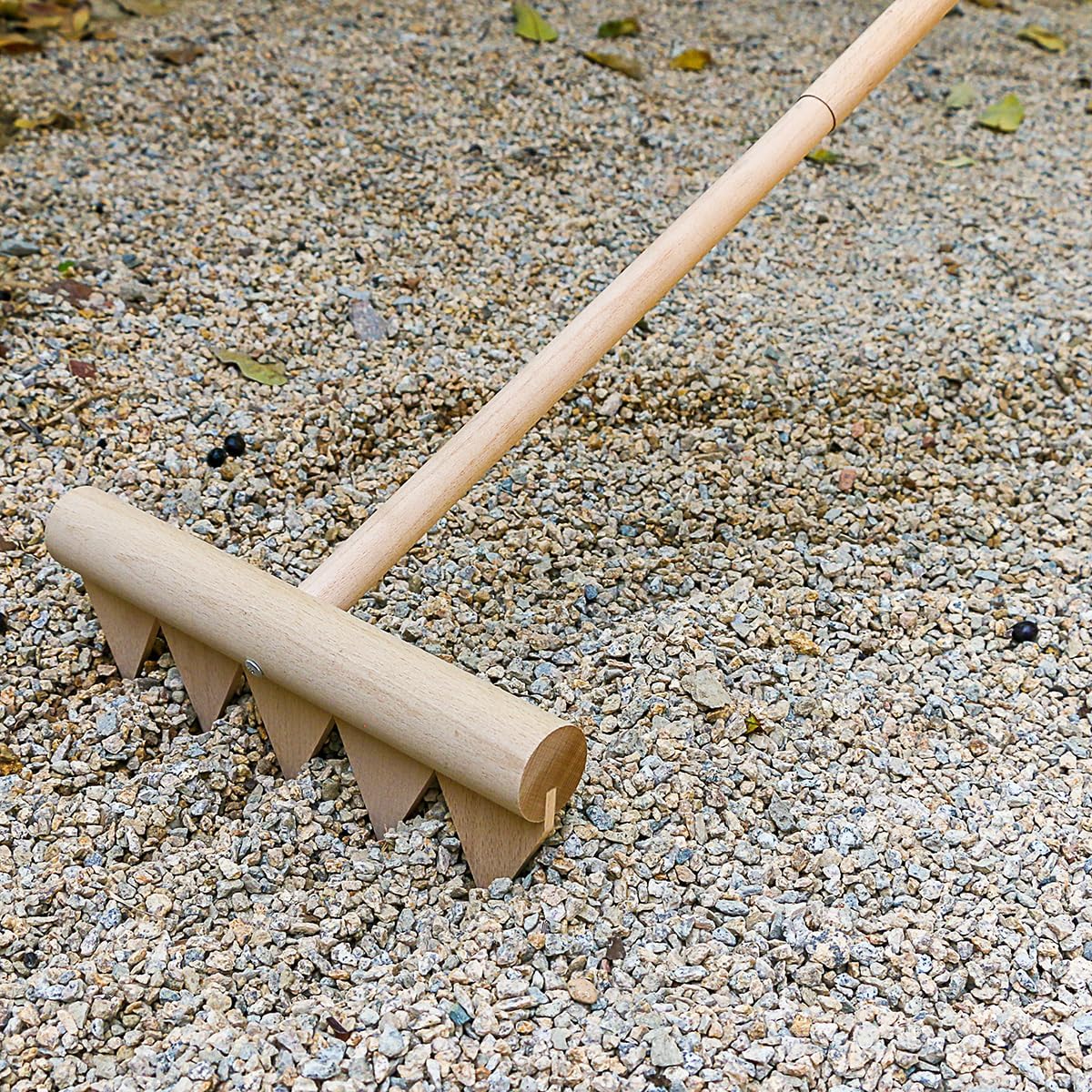 Outdoor Zen Garden rake - Japanese Sand Garden rake Tool- 48" Long 5 Tine Solid Oak Zen rake - Large rake for Rock Sand Garden - DIY Stress Relief Gifts for Adult