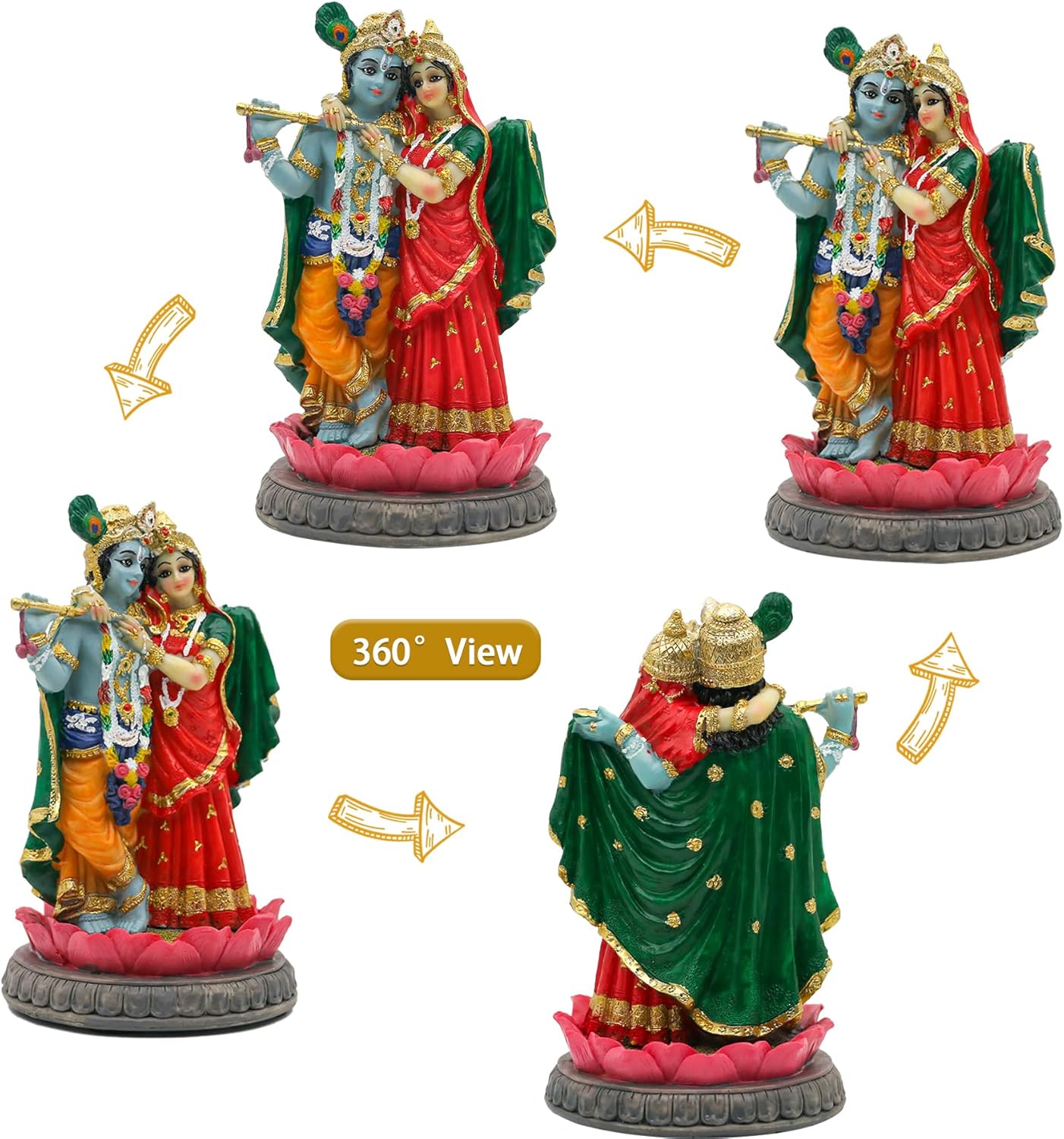 alikiki Indian God Radha Krishna Statue - 5.7”H Hindu Goddess Radha and God Krishna Sculptur India Murti Item Home Office Temple Mandir Shrine Altar Pooja Item