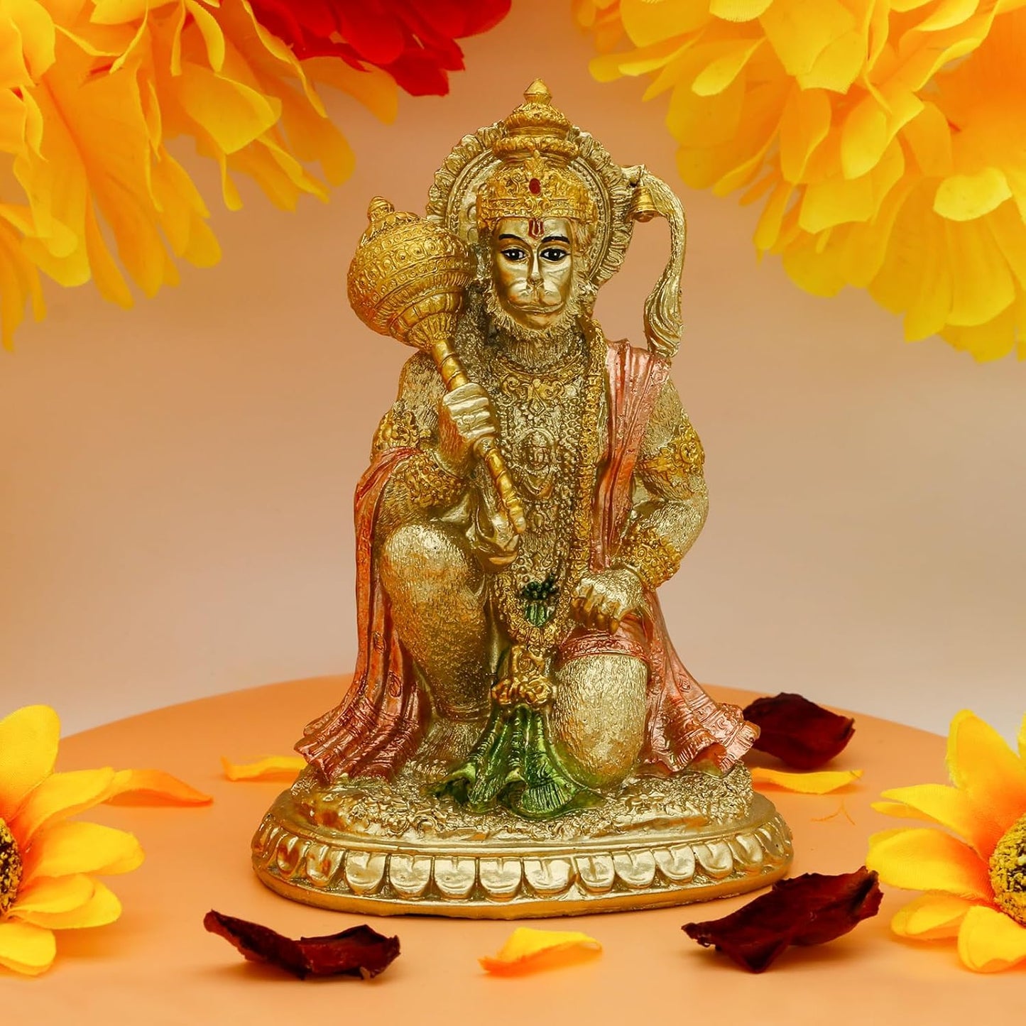 alikiki Hindu Ramayana Hanuman Statue- 6.1" H Indian God Statue Hinduism Devotee Lord Rama Shrine Altar Decor India Home Office Temple Mandir Pooja Items