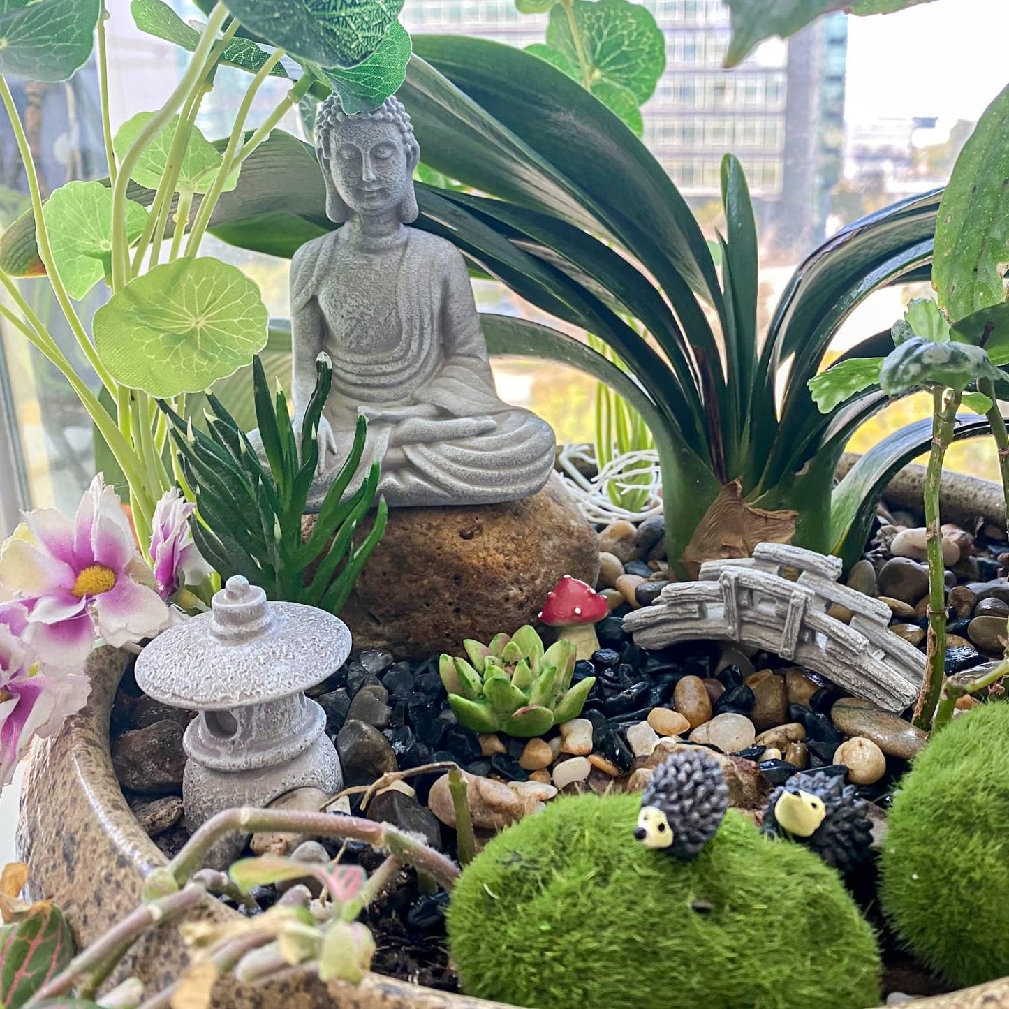 Meditation Buddha Zen Garden Accessories - Miniature Garden Decoration DIY Tabletop Rock Sand Garden Ornaments Micro Landscape Fairy Garden Terrarium Decor Zen Gifts Indoor Outdoor Decor