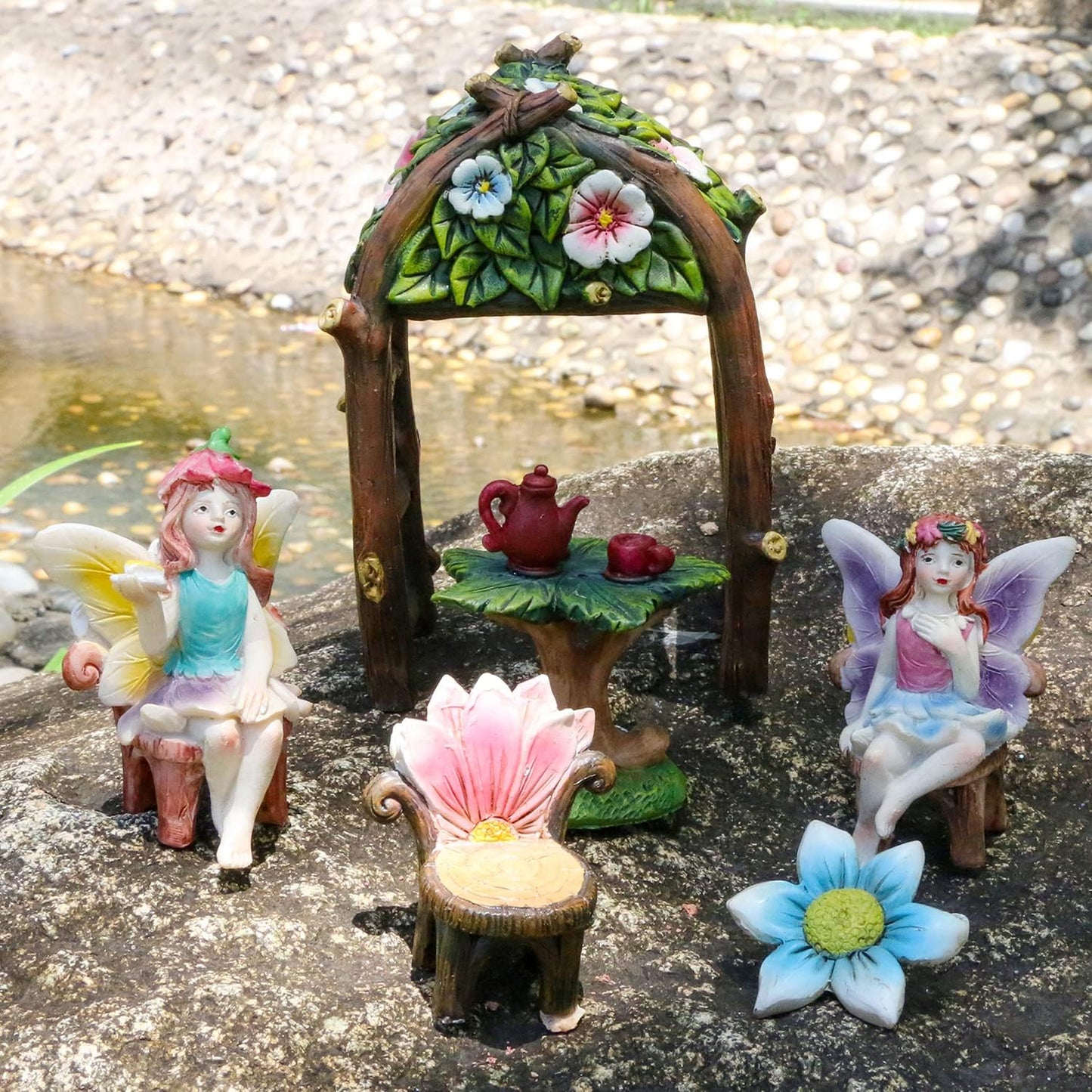 BangBangDa Miniature Fairy Garden Fairies - Mini Village Fairy Houses Accessories Flower Succulent Garden for Kids Girl Boy Birthday Gifts Patio Indoor Outdoor Garden Set Kit Decor