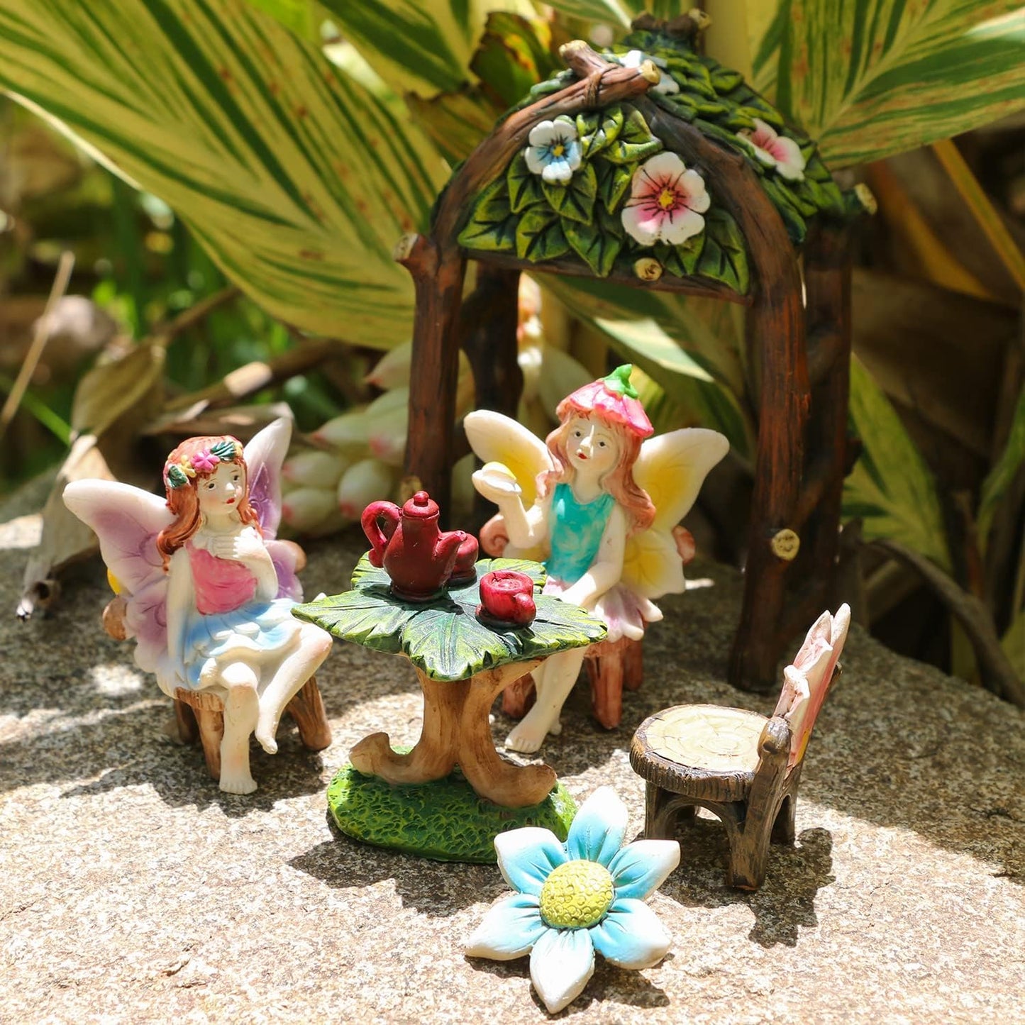 BangBangDa Miniature Fairy Garden Fairies - Mini Village Fairy Houses Accessories Flower Succulent Garden for Kids Girl Boy Birthday Gifts Patio Indoor Outdoor Garden Set Kit Decor