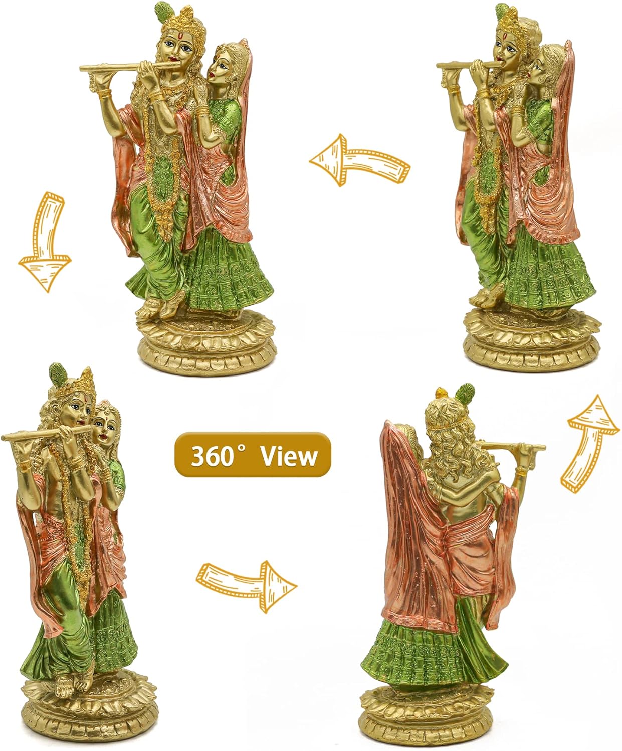 alikiki Hindu Idol Radha Krishna Statue - Indian God Goddess Figurine Murti Pooja Item Home Office Temple Mandir Puja Item India Buddha Diwali Wedding Gifts Meditation Altar Shrine Kit