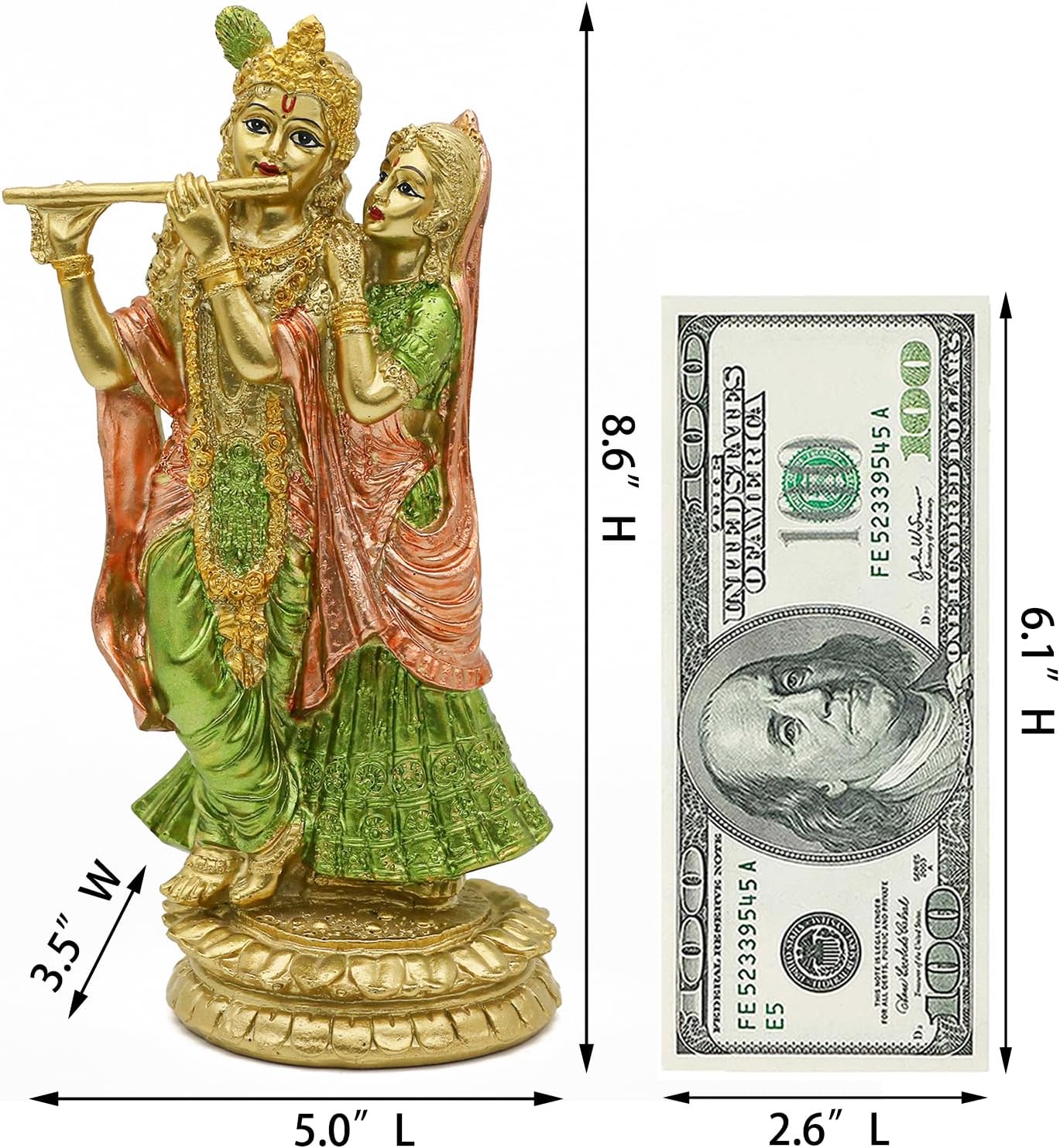 alikiki Hindu Idol Radha Krishna Statue - Indian God Goddess Figurine Murti Pooja Item Home Office Temple Mandir Puja Item India Buddha Diwali Wedding Gifts Meditation Altar Shrine Kit