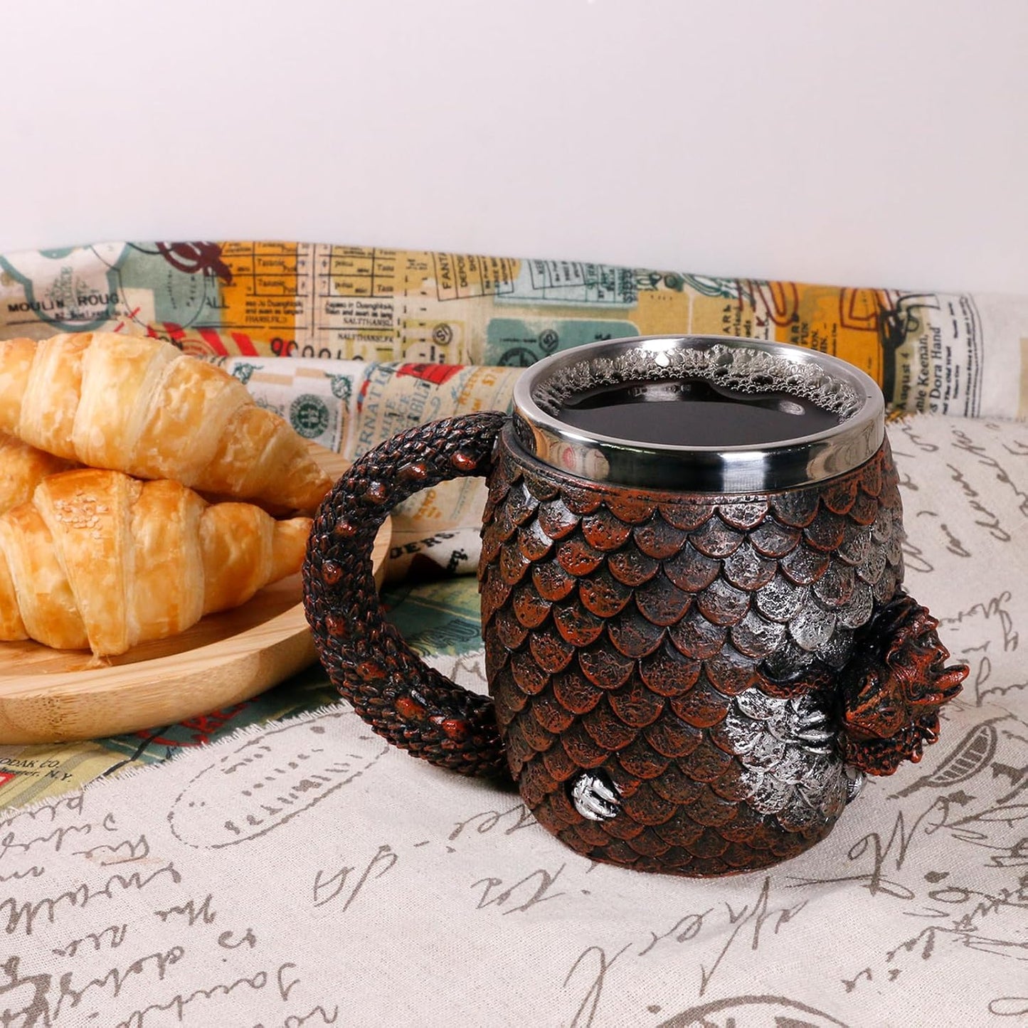 Dragon Game Mug of Thrones Gifts - 14OZ Medieval Dragon Egg Coffee Mug Stainless Beer Steins Viking Cup Novelty Gothic D&D Gift Dragon Lovers Collector Themed Party Decoration