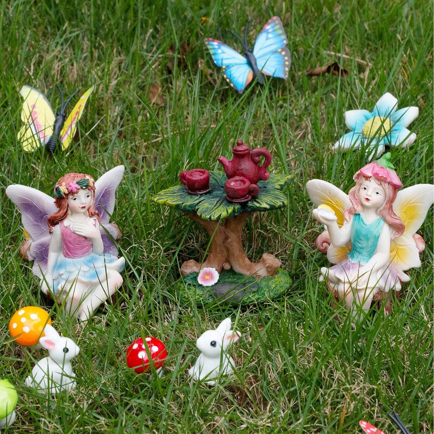 BangBangDa Miniature Fairy Garden Fairies - Mini Village Fairy Houses Accessories Flower Succulent Garden for Kids Girl Boy Birthday Gifts Patio Indoor Outdoor Garden Set Kit Decor