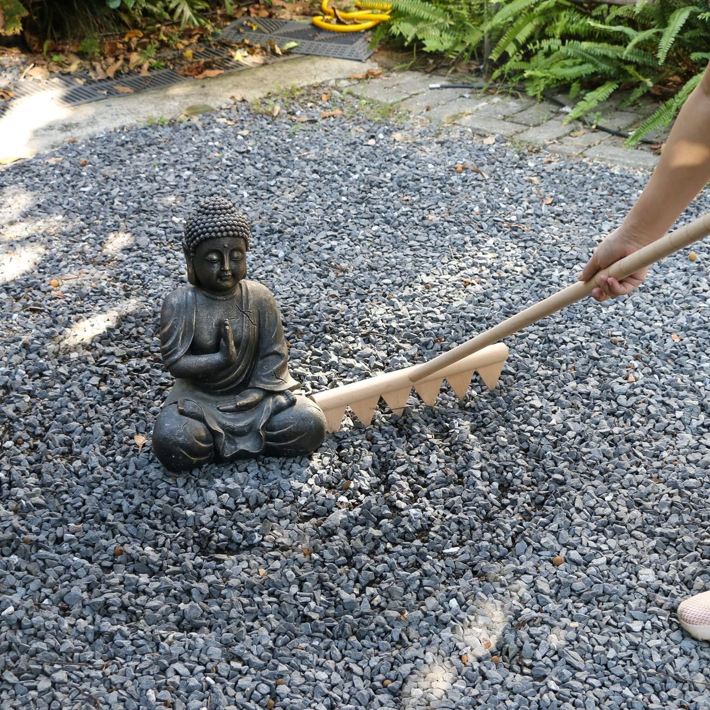 Large Zen Garden Rake Tool - 48" L 6 Tine Saw Tooth Outdoor Japanese Garden Rakes Full Size DIY Meditation Rock Sand Garden Zen Wooden Rake Accessories Tress Relief Gifts for Adult