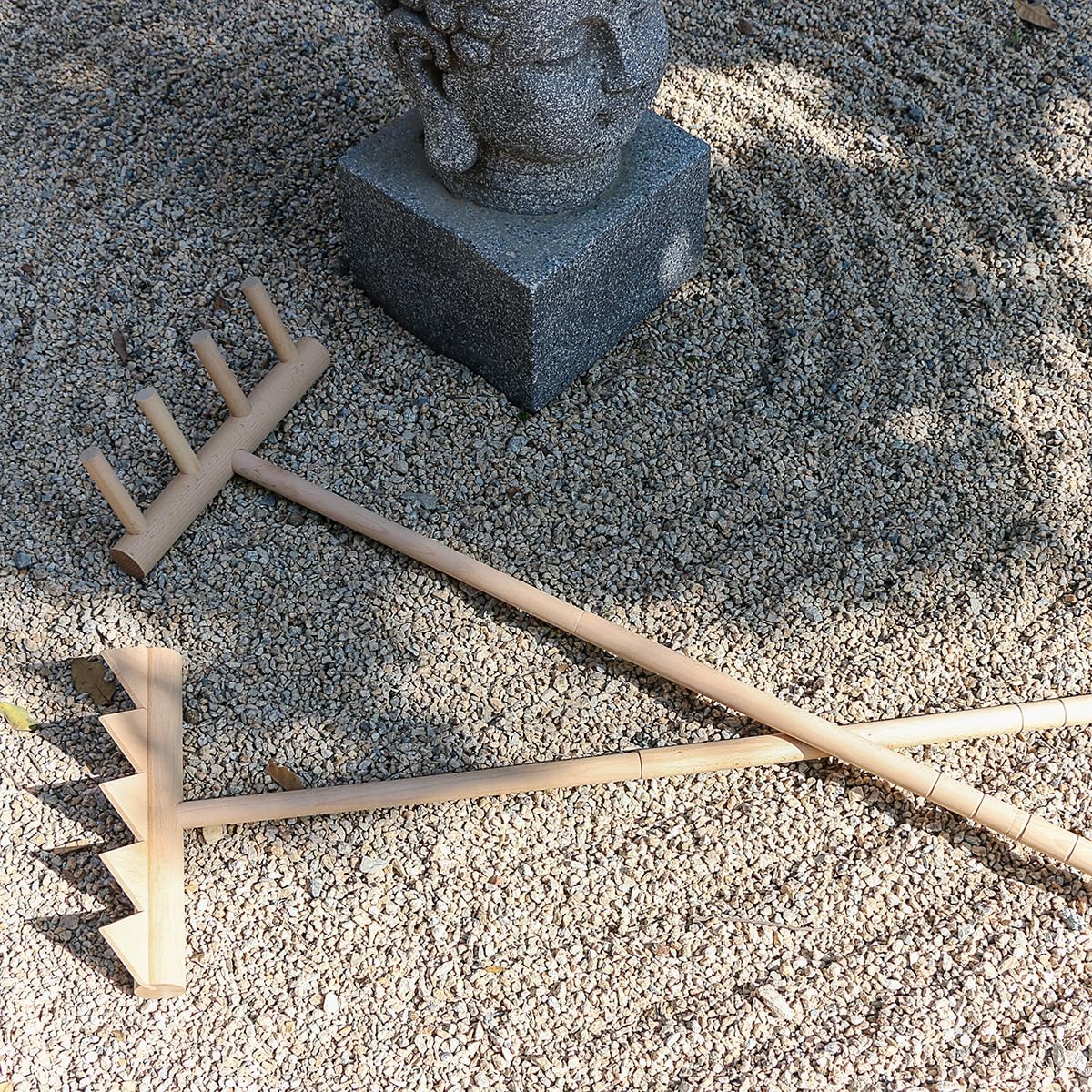 Outdoor Zen Garden rake - Japanese Sand Garden rake Tool- 48" Long 5 Tine Solid Oak Zen rake - Large rake for Rock Sand Garden - DIY Stress Relief Gifts for Adult