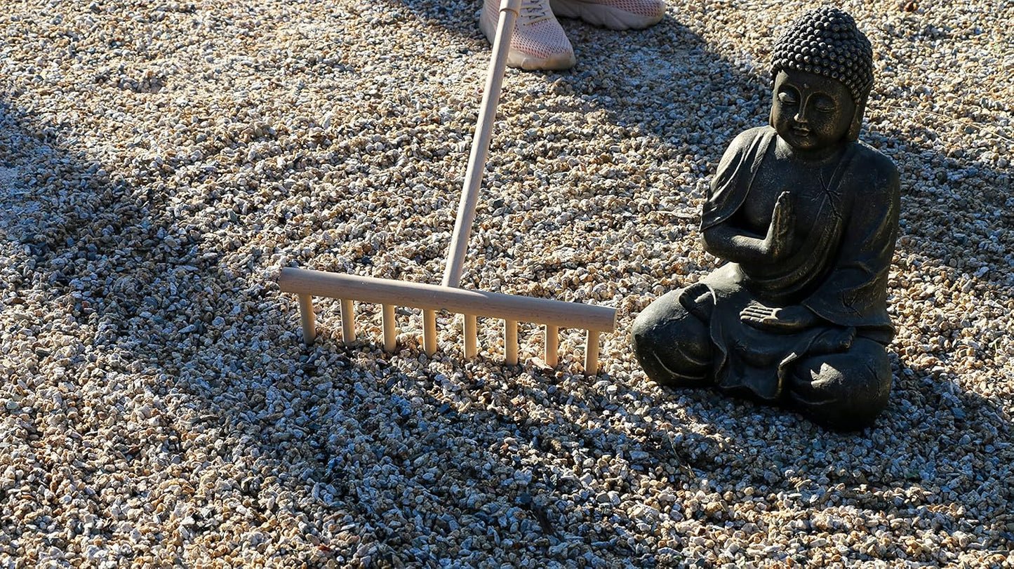 Outdoor Zen Garden Rake Tool- Large Japanese Garden Rakes Full Size 48" Long 8 Tines Solid Beech Wood Zen Rake for DIY Rock Sand Garden Accessories Tress Relief Gifts for Adult