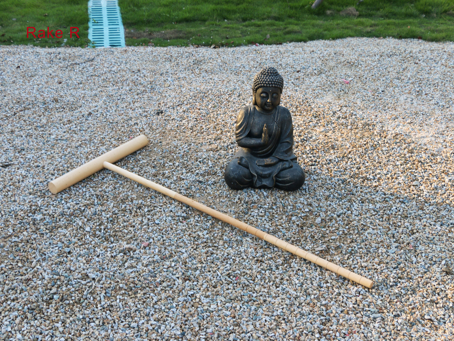 Large Zen Garden Smoother Tool - Outdoor Big T-Shaped Japanese Garden Rake 48" L Handled Rock Sand Gravel Garden Zen Pattern Eraser Tool Meditation Wooden Full Size Zen Rake Accessories Zen Gifts